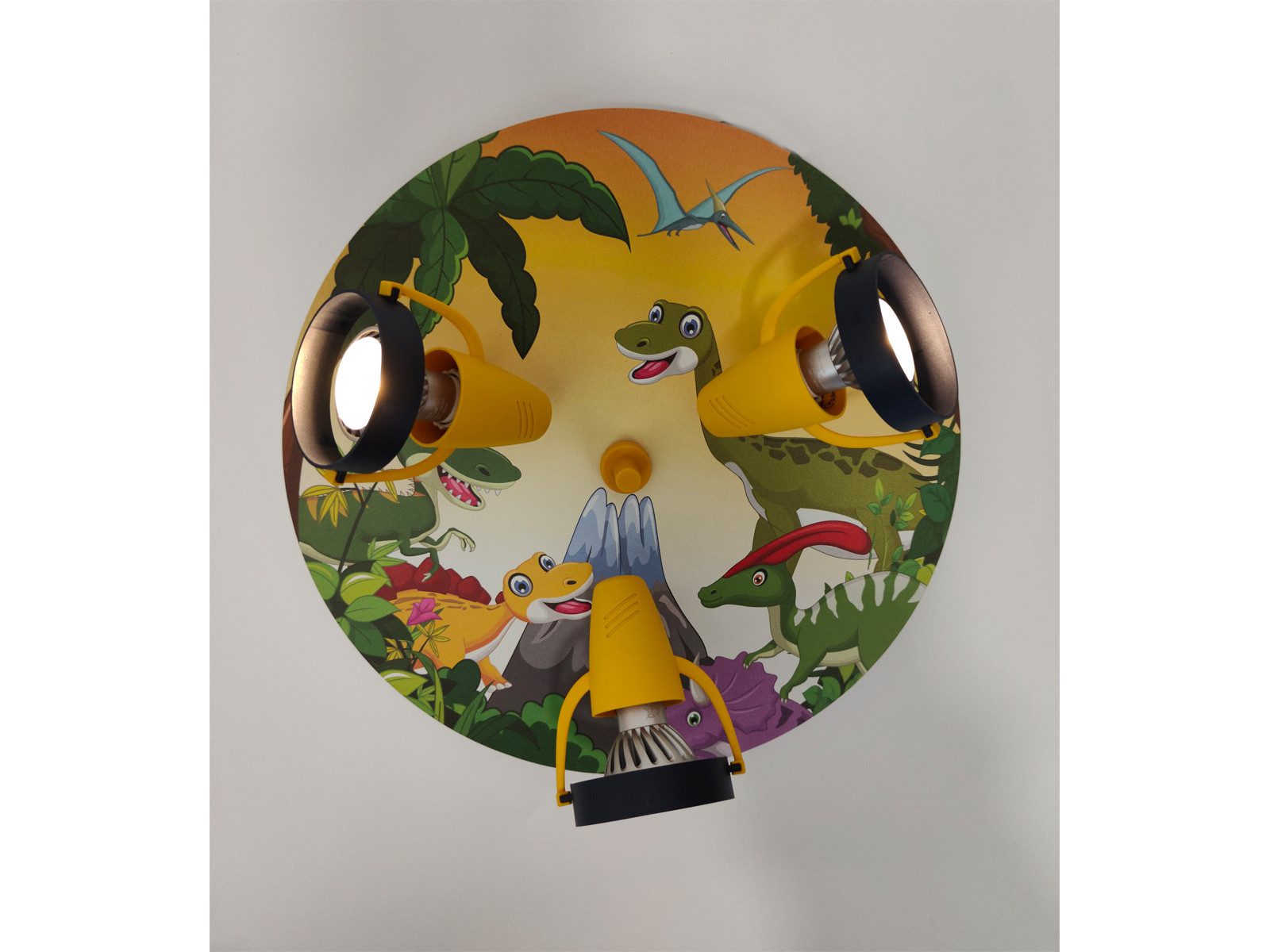 niermann LED Deckenstrahler, Dimmfunktion, LED wechselbar, Über Schalter in 3 Stufen dimmbar, Warmweiß, Coole Dino Kinder-Lampe für die Decke im Jugendzimmer Ø 35cm