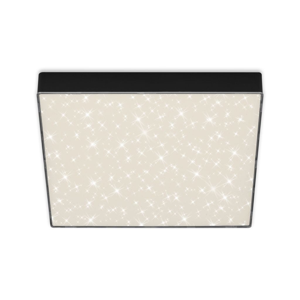 Briloner Leuchten LED Deckenleuchte 7078-415, Sternenhimmel, LED fest integriert, 2700K - Extra-Warmweiß, Deckenlampe, 28,7x28,7x3,6cm, Schwarz, 21W, Wohnzimmer, Schlafzimmer