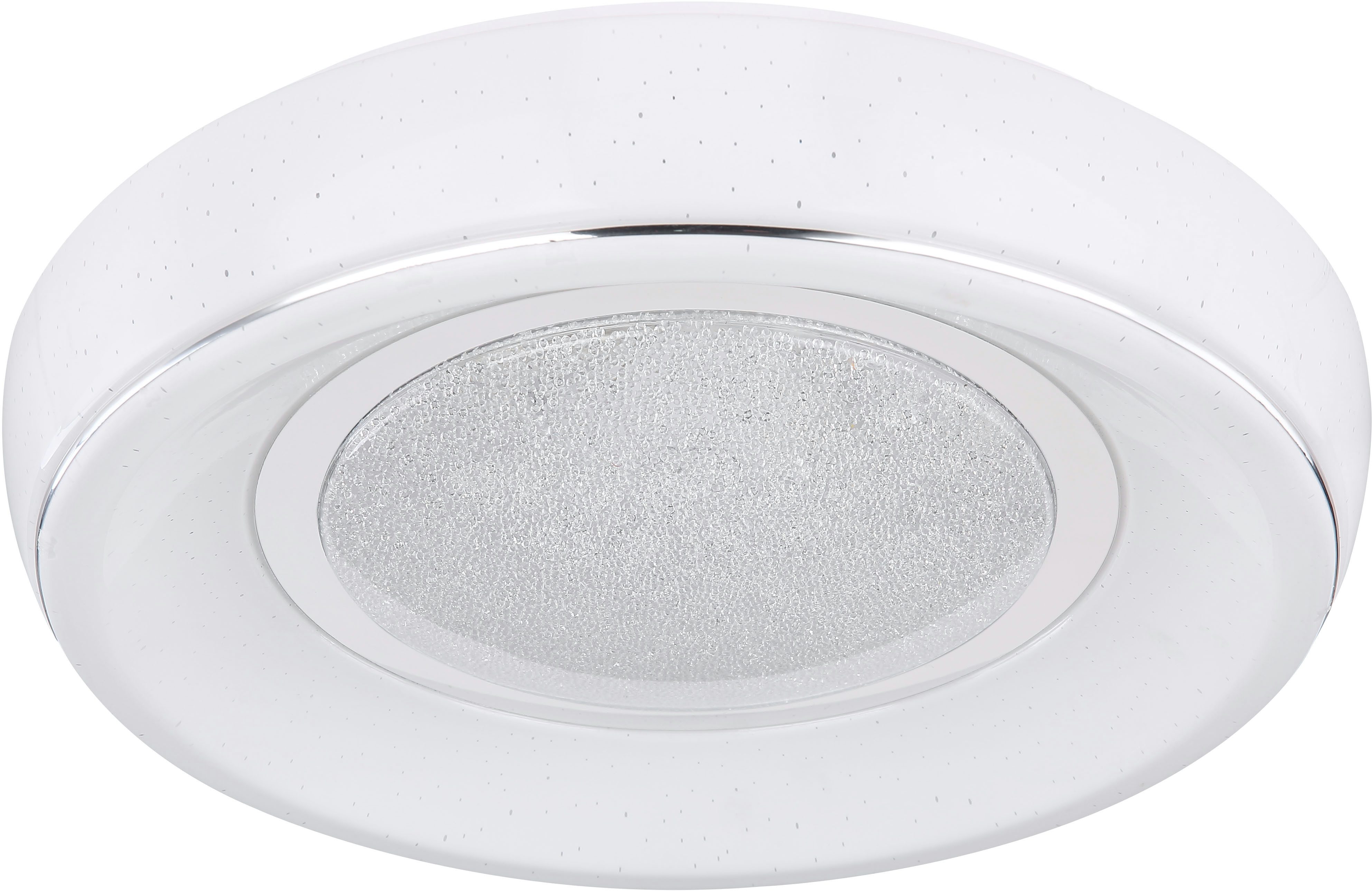 GLOBO LIGHTING LED Deckenleuchte MICKEY, Dimmfunktion, Fernbedienung, Infrarot inkl., Memoryfunktion, Nachtlichtfunktion, mehrere Helligkeitsstufen, LED fest integriert, Deckenlampe/rund/Wohnzimmer/Schlafzimmer/Kristalle