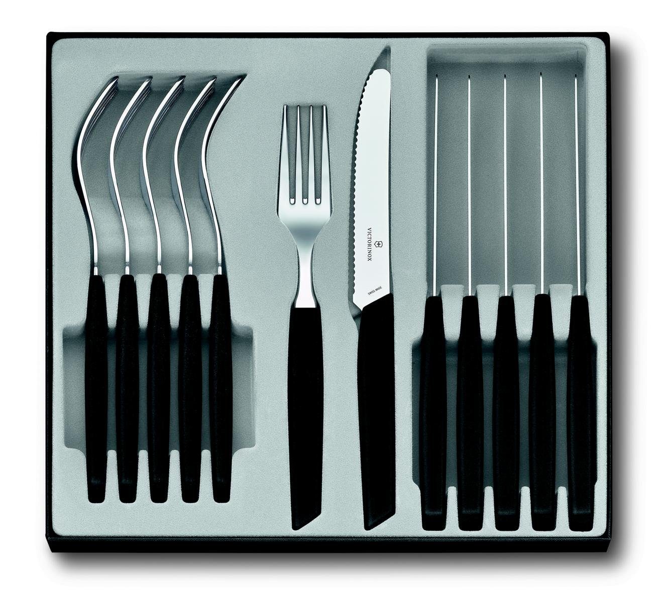 Victorinox Taschenmesser Swiss Modern (Tomatenmesser), Besteck-Set 12-teilig, schwarz