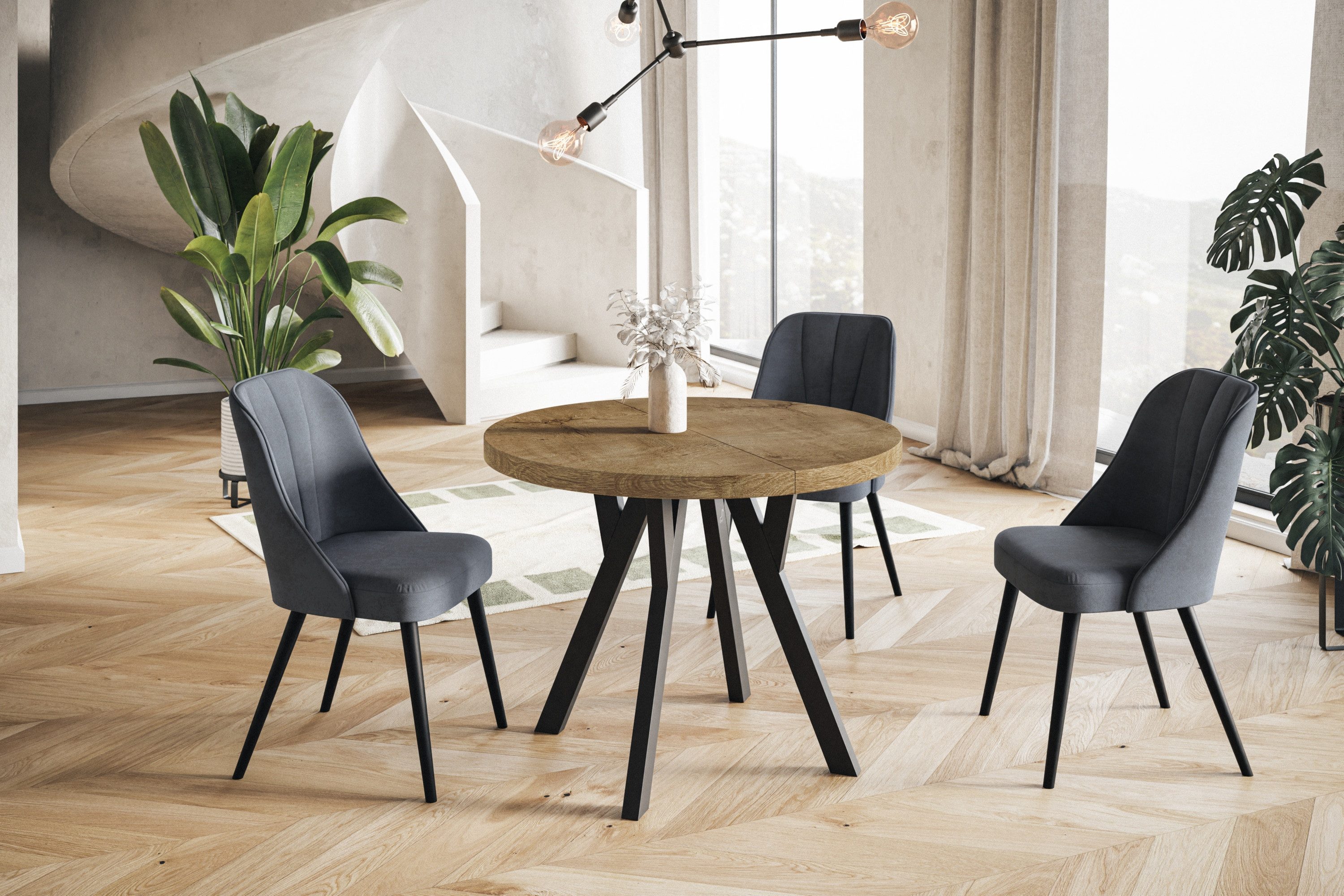 Alpi-Möbel Esstisch Wohnzimmertisch - Ausziehbarer runder Tisch 80-120 cm - günstig online kaufen