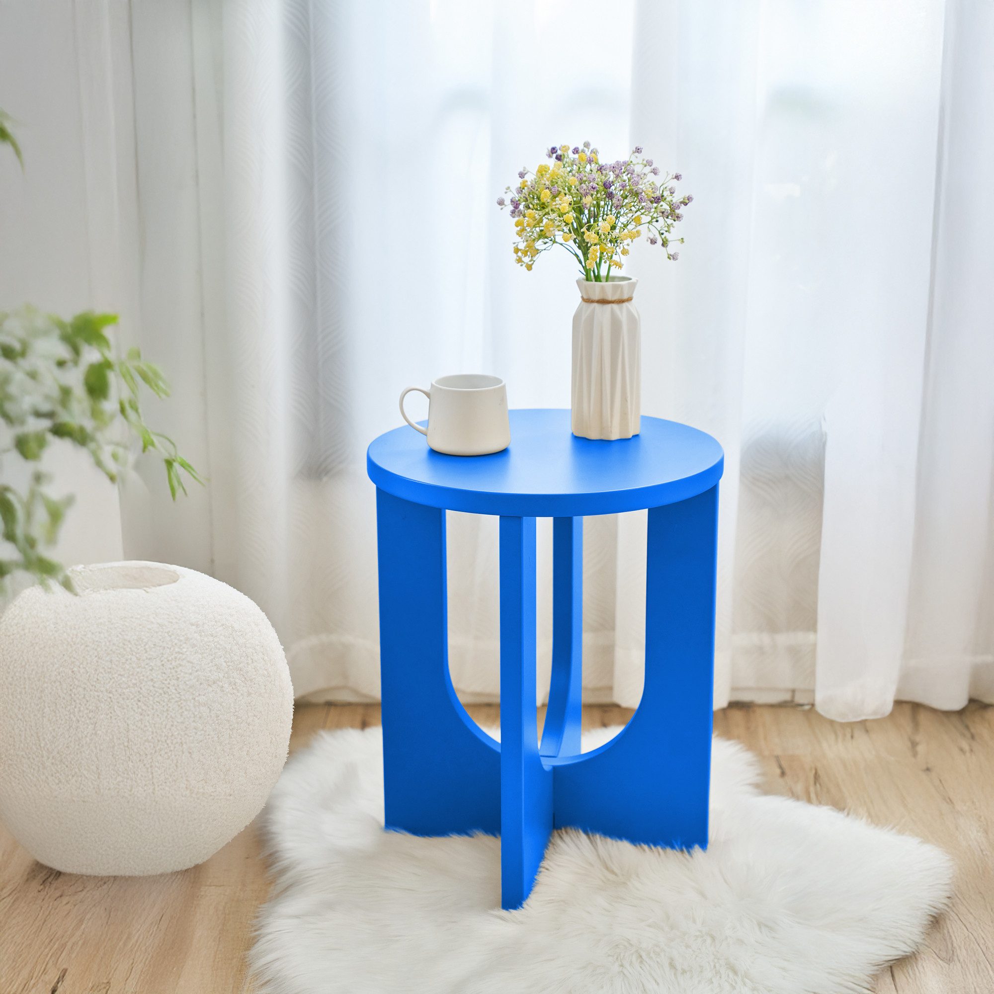 en.casa Beistelltisch, »Kysdajore« rund MDF 50 x Ø40 cm Royalblau günstig online kaufen