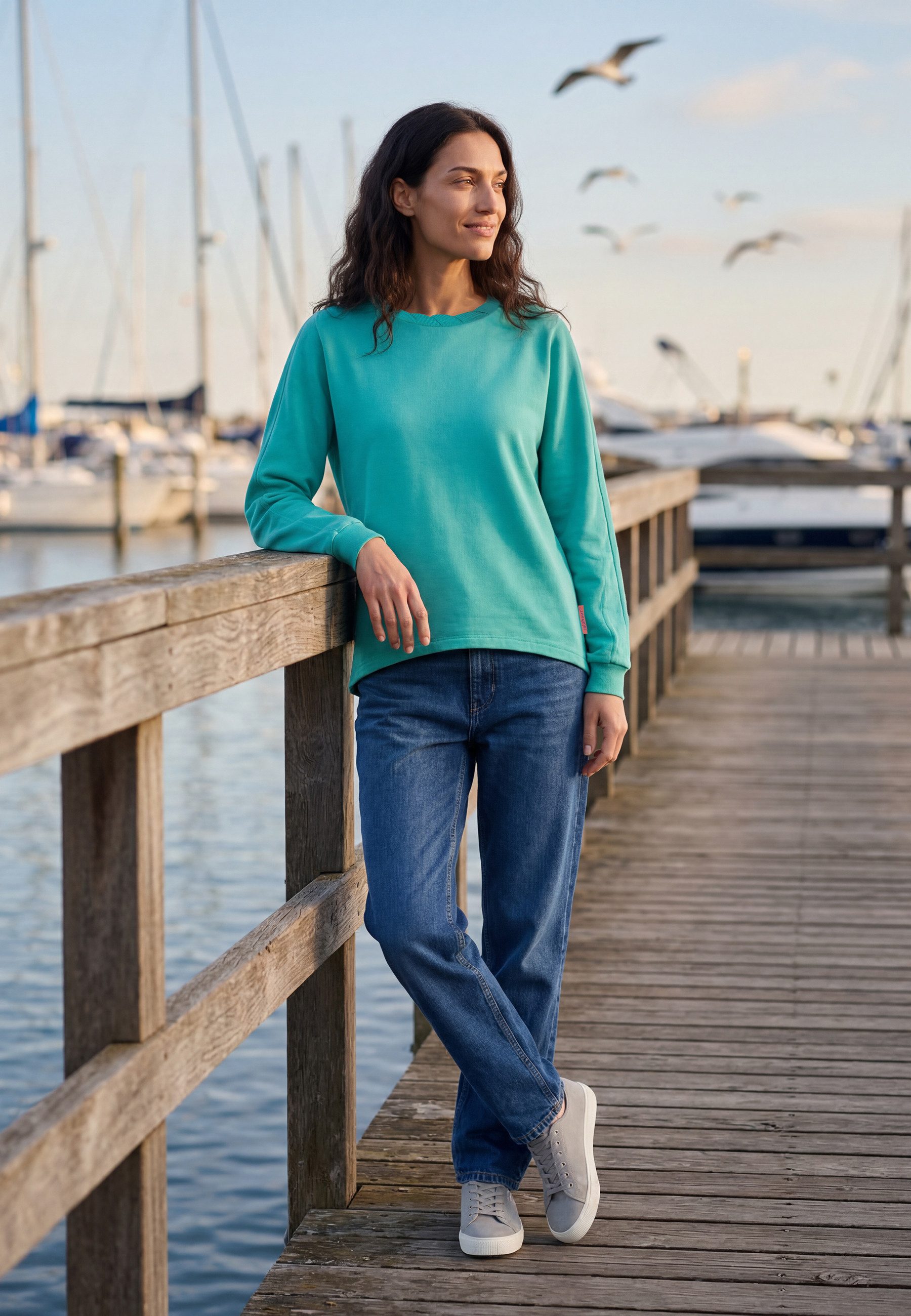 salzhaut Longpullover AVER Damen Relaxed-Fit salzhaut – nordisch frisch, lässig und frech für jeden Tag!