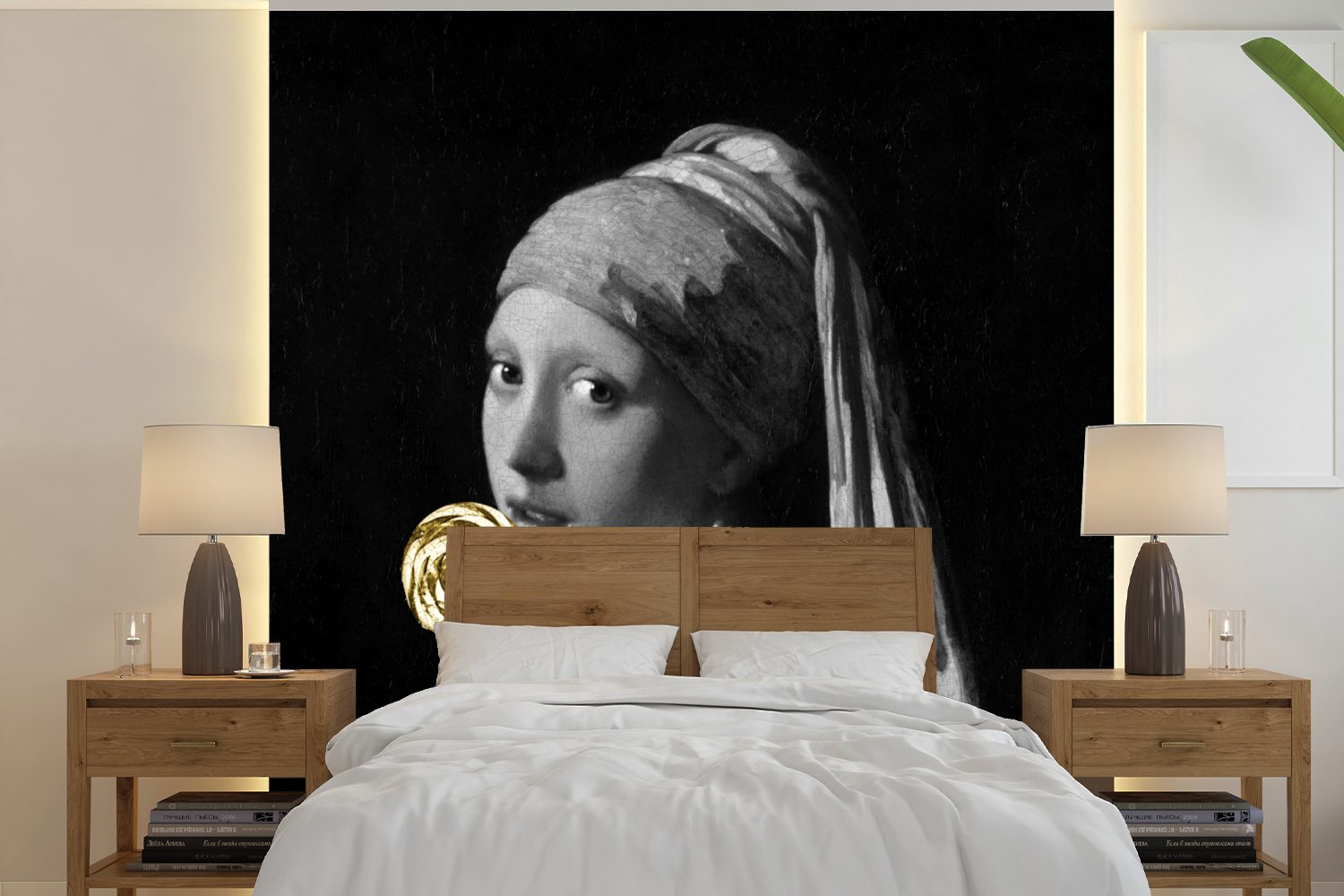MuchoWow Fototapete Das Mädchen mit dem Perlenohrring - Vermeer - Süßigkeiten, Matt, bedruckt, (5 St), Vinyl Tapete für Wohnzimmer oder Schlafzimmer, Wandtapete