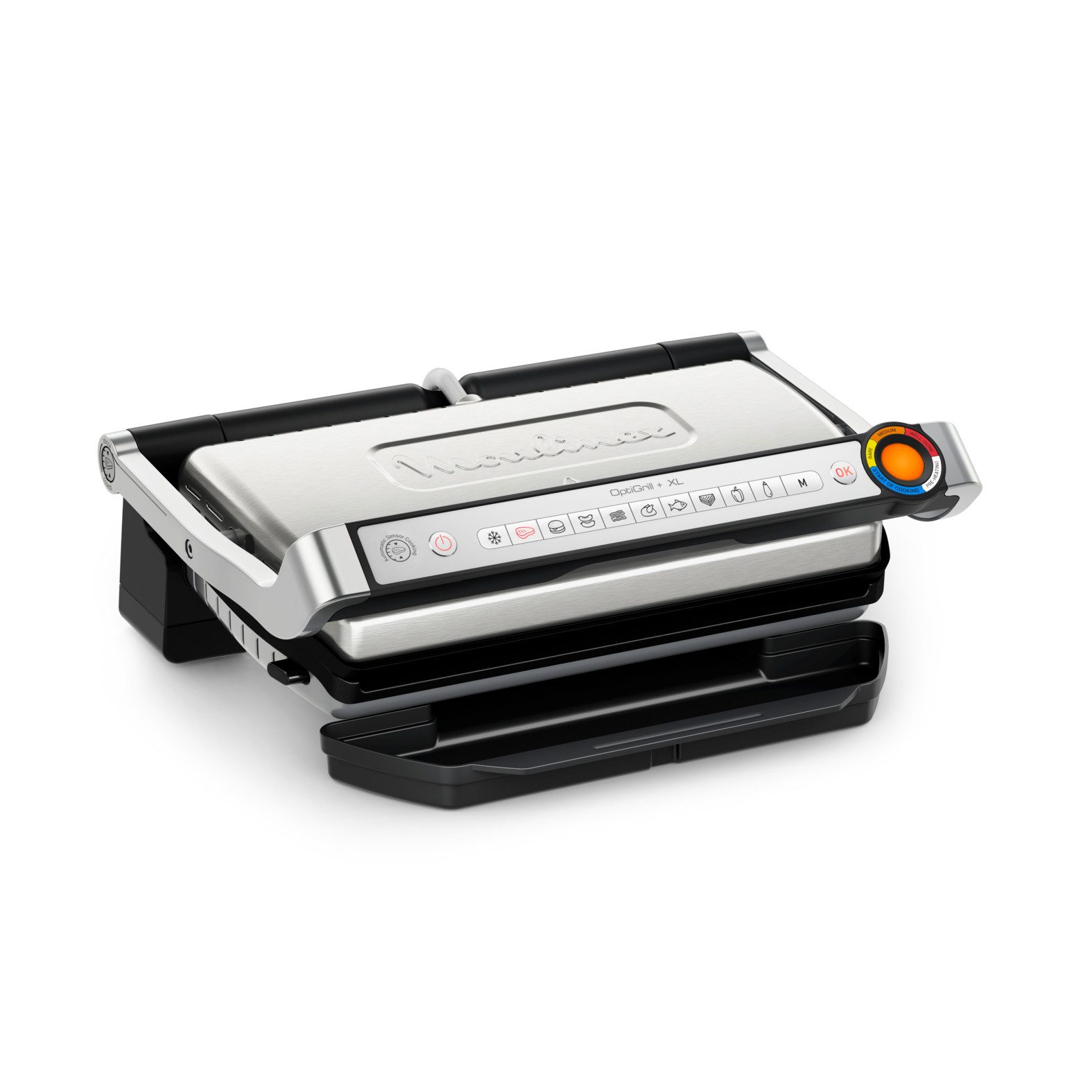 Tefal Kontaktgrill OptiGrill + XL, erneuerte Kochstufenanzeige, 9 automatische Programme, 2000 W, manuelles Programm, spülmaschinengeeignete Platten GC727D