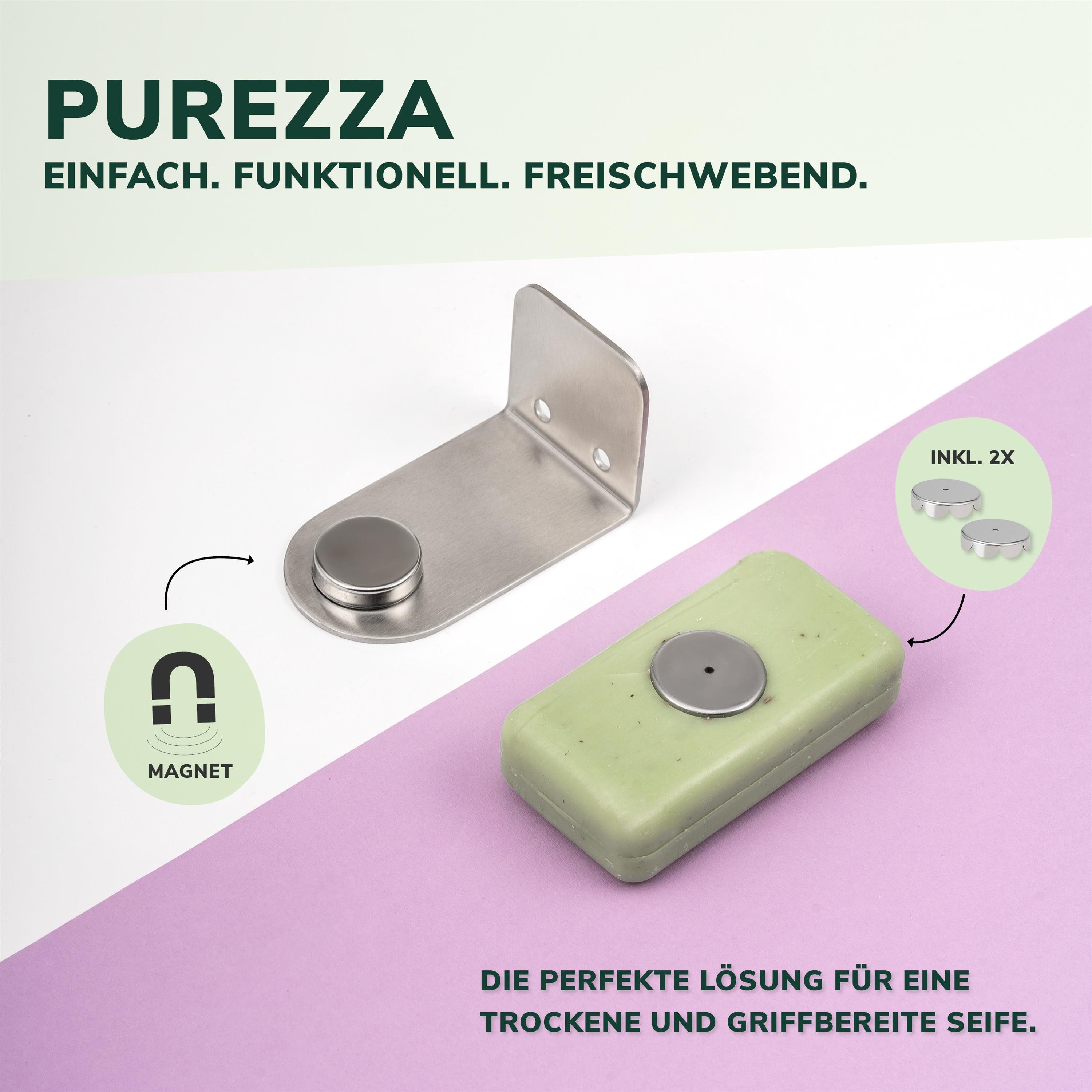 bremermann Seifenhalter Magnet-Seifenhalter PUREZZA – hängende Seife durch Magnet – matt, Breite: 4,5 cm, 1-St.
