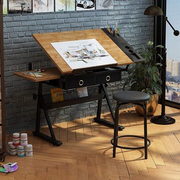 Dripex Zeichentisch höhenverstellbarer Schreibtisch mit kippbarer Tischplatte