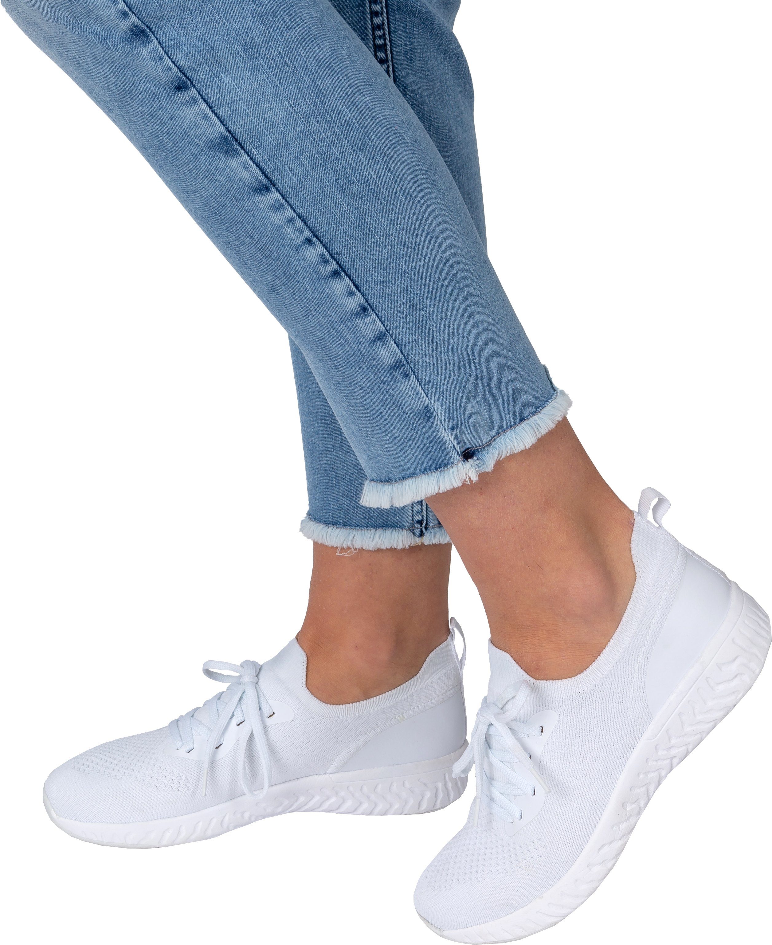 Gio Milano 7/8-Jeans Gio-Liese-1000 verkürzte Skinny mit Fransen am Saum