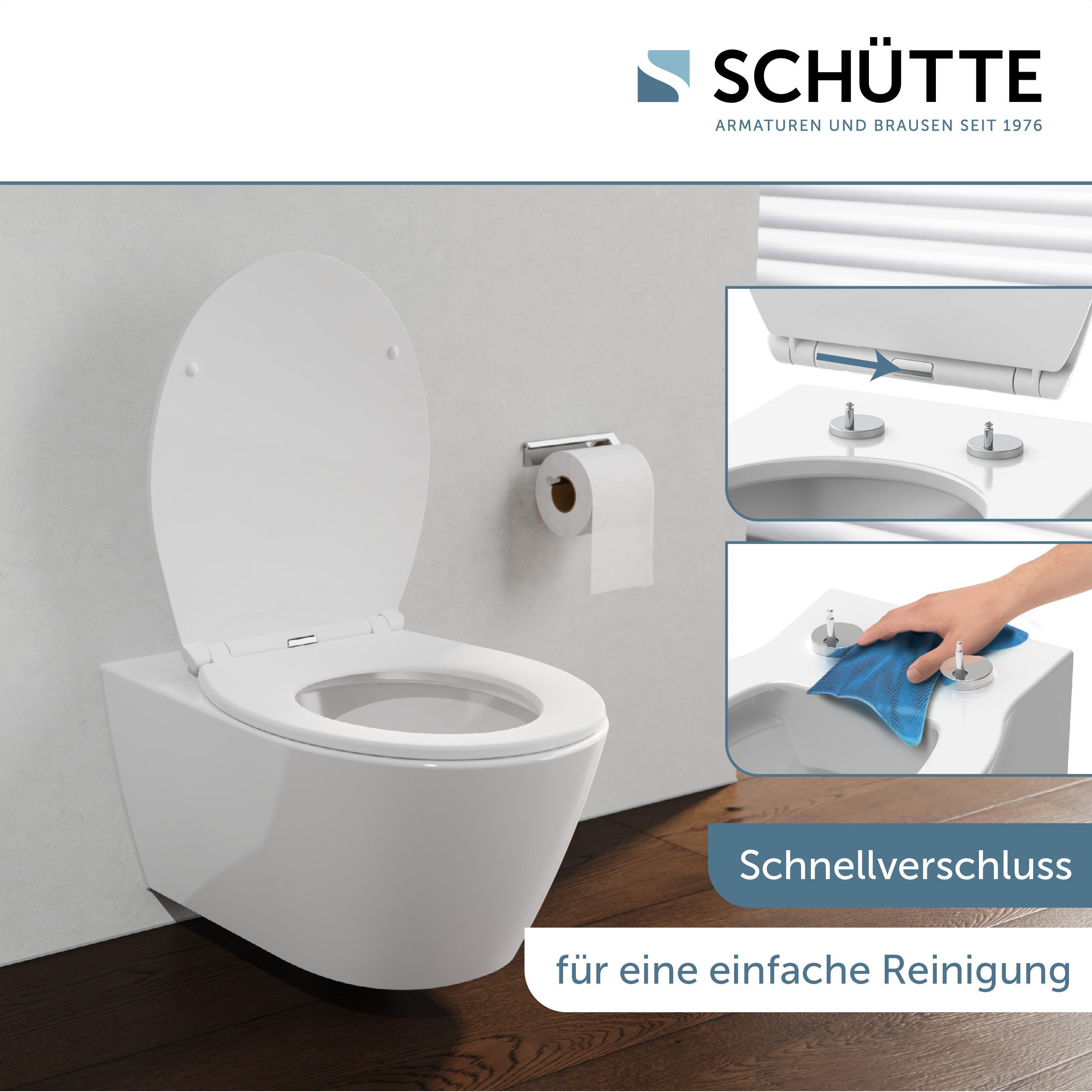 Schütte WC-Sitz WHITE PREMIUM, Thermoplast, Absenkautomatik, Schnellverschluss, belastbar bis 300 kg