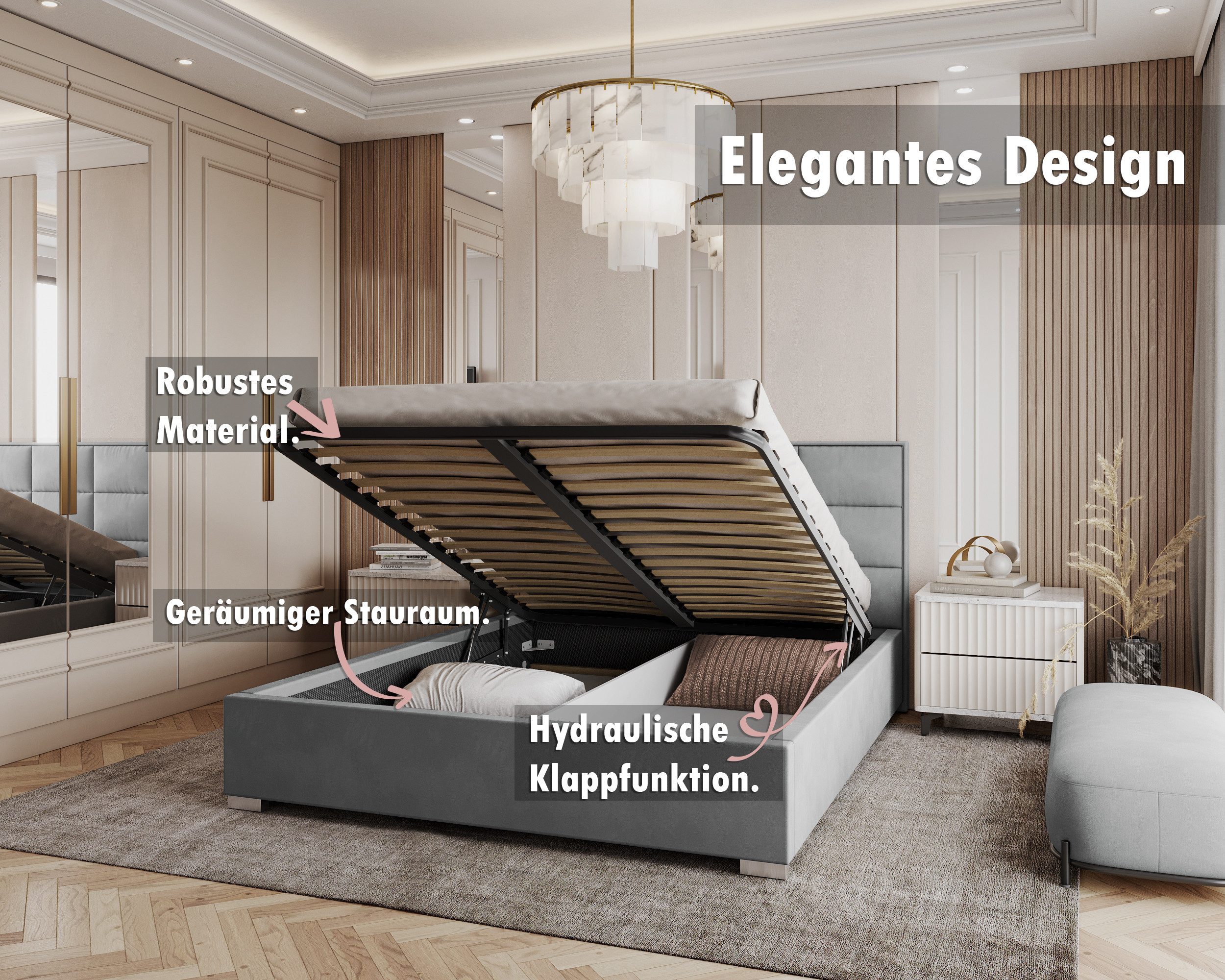 thematys Polsterbett Stauraumbett Velours 120x200, 140x200, 160x200, 180x20 günstig online kaufen