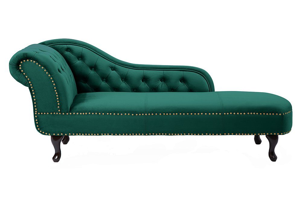riess-ambiente Recamiere CHESTERFIELD 170cm smaragdgrün, 1 Teile, Wohnzimmer · Samt · Schlafzimmer · Barock Design