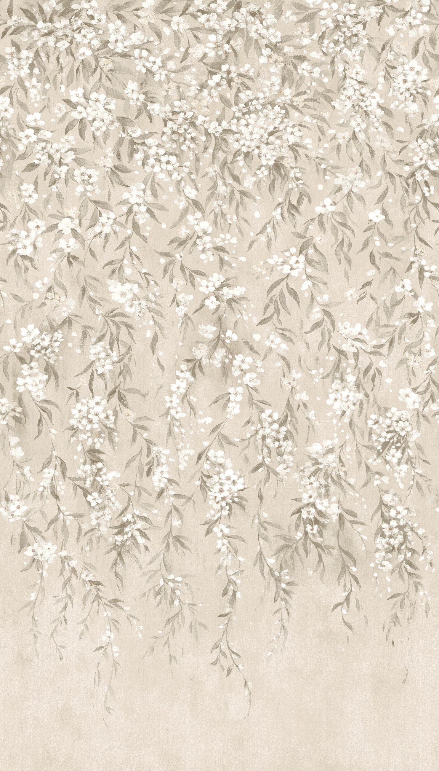 Rasch Fototapete Blumen mit Blumenranken in Beige - 2,80m x 1,59m - Noble Zen, strukturiert, floral, natürlich, botanisch, geblümt, (1 Rolle, 1 St), Blumentapete