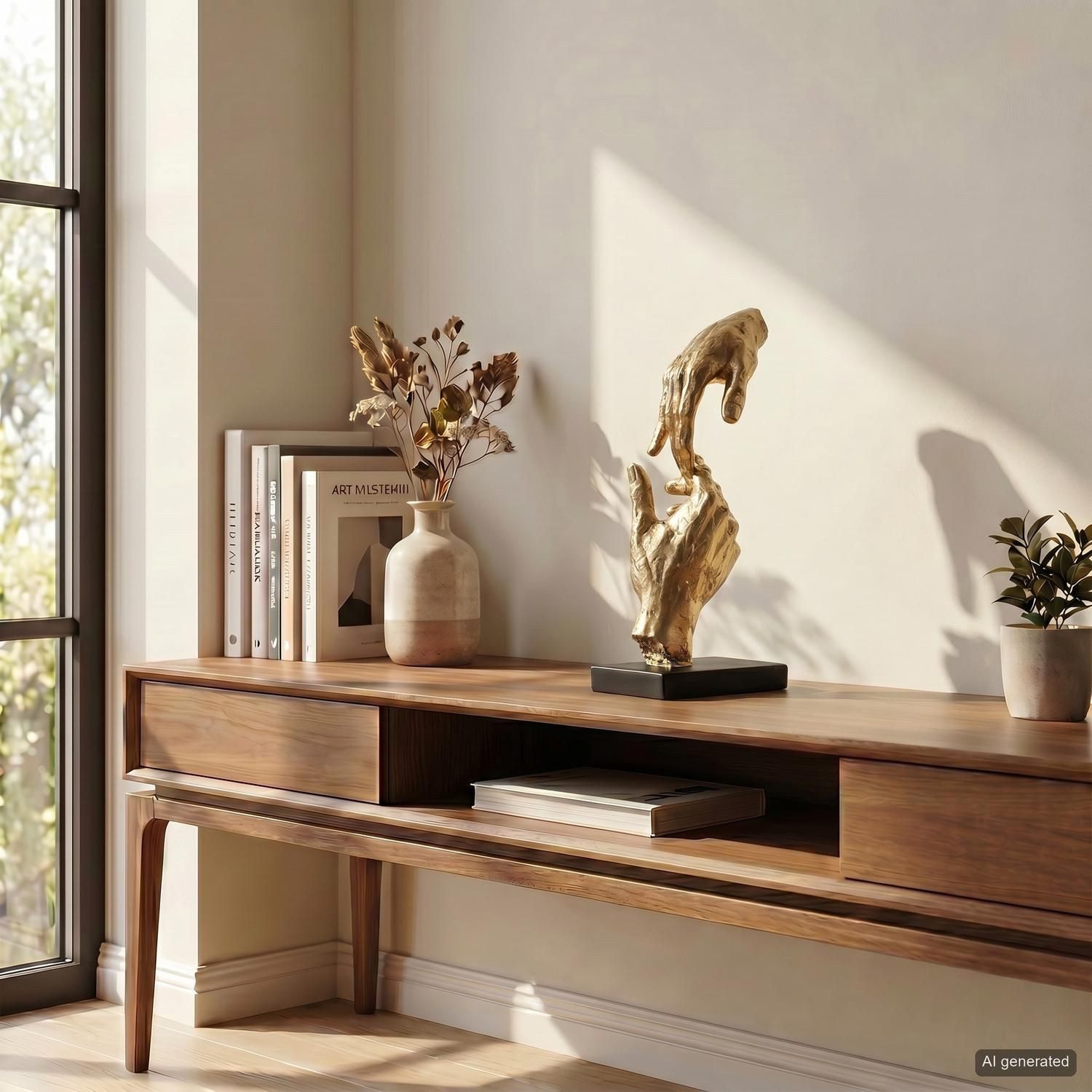 Casablanca by Gilde Dekofigur Skulptur Two Hands, gold/schwarz (1 St), Dekoobjekt, Höhe 29, Hände, mit Spruchanhänger, Wohnzimmer – Bild 4 von 5