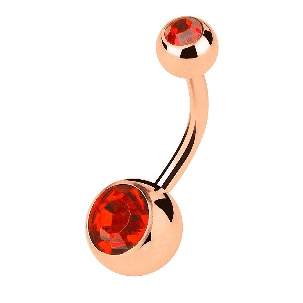 Taffstyle Bauchnabelpiercing Banane Stecker Rosegold vergoldet Chirurgenstahl Kristall Kugel (Elegantes Bauchnabelpiercing mit funkelndem Kristall für jeden Look), Bauchpiercing Nabelpiercing Stecker
