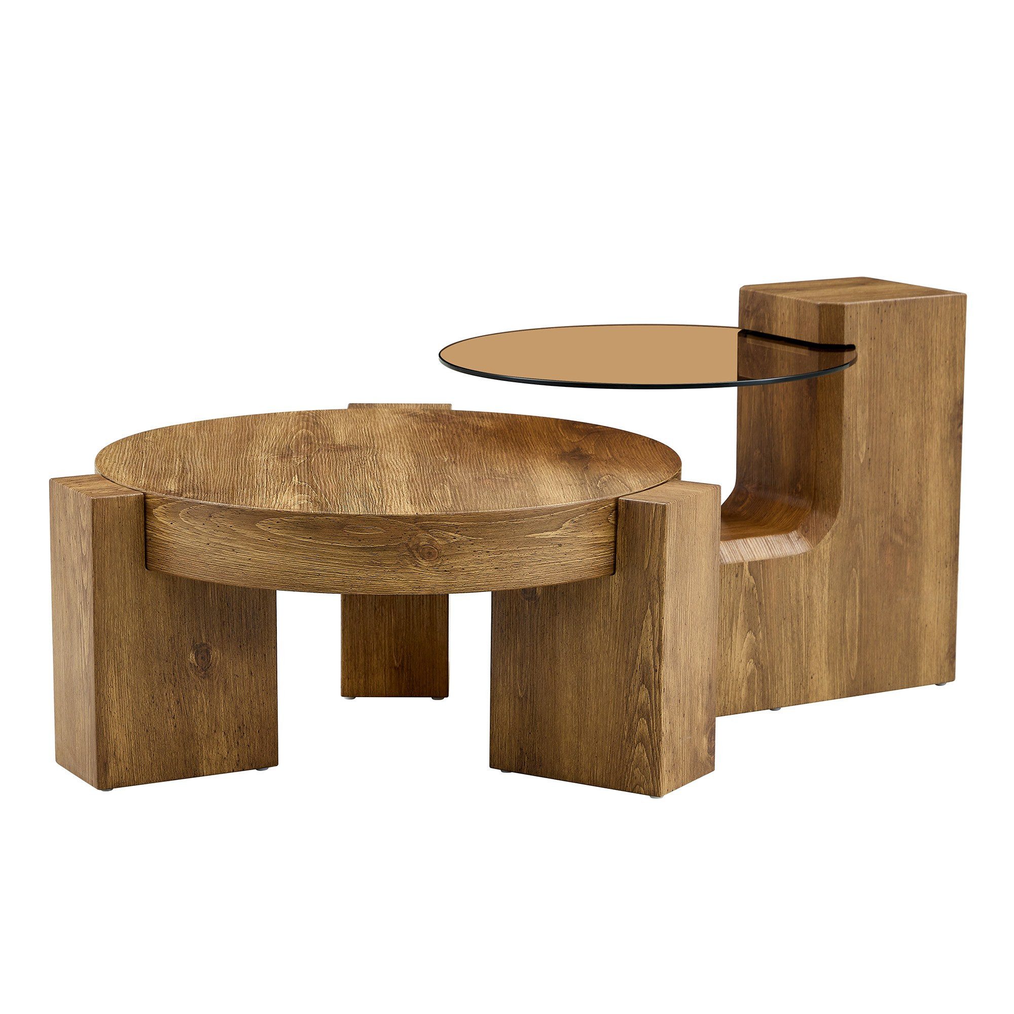 LIVIHOME Couchtisch ARIA (Packung), Couchtisch-Set, MDF, Glas