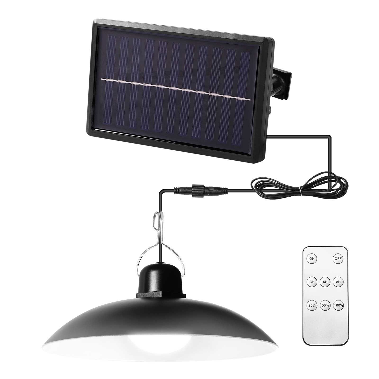 Pendelleuchte, Garage, Lampe, 1 und Solar Solarpanel LED LED Rosnek Weiß, Garten Warmweiß, Solarleuchte Dimmbarer,Wasserdichte, Energiesparende,für LED, 1 mit Fernbedienung, LED Hängelampe Schuppen