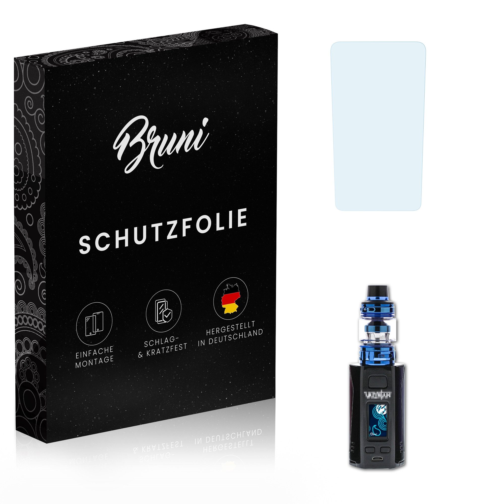 Bruni Schutzfolie Glasklare Displayschutzfolie für Uwell Valyrian II, (2 Folien), praktisch unsichtbar