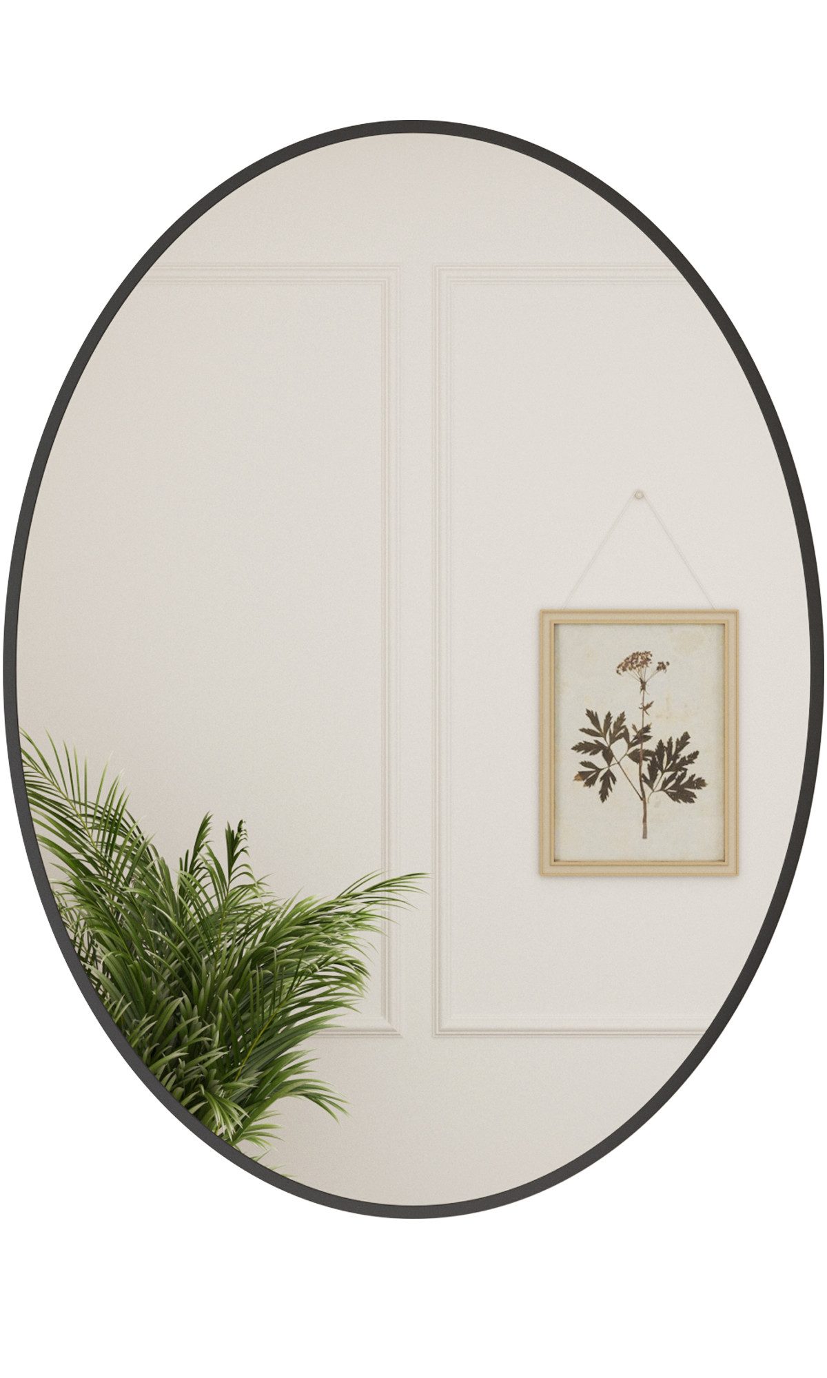 Boromal Wandspiegel Badspiegel Schwarz Oval Spiegel Flur Wand metall Rahmen Schminktisch (Schlafzimmer Spiegel), 5 mm HD Kupferfreier-Silberspiegel