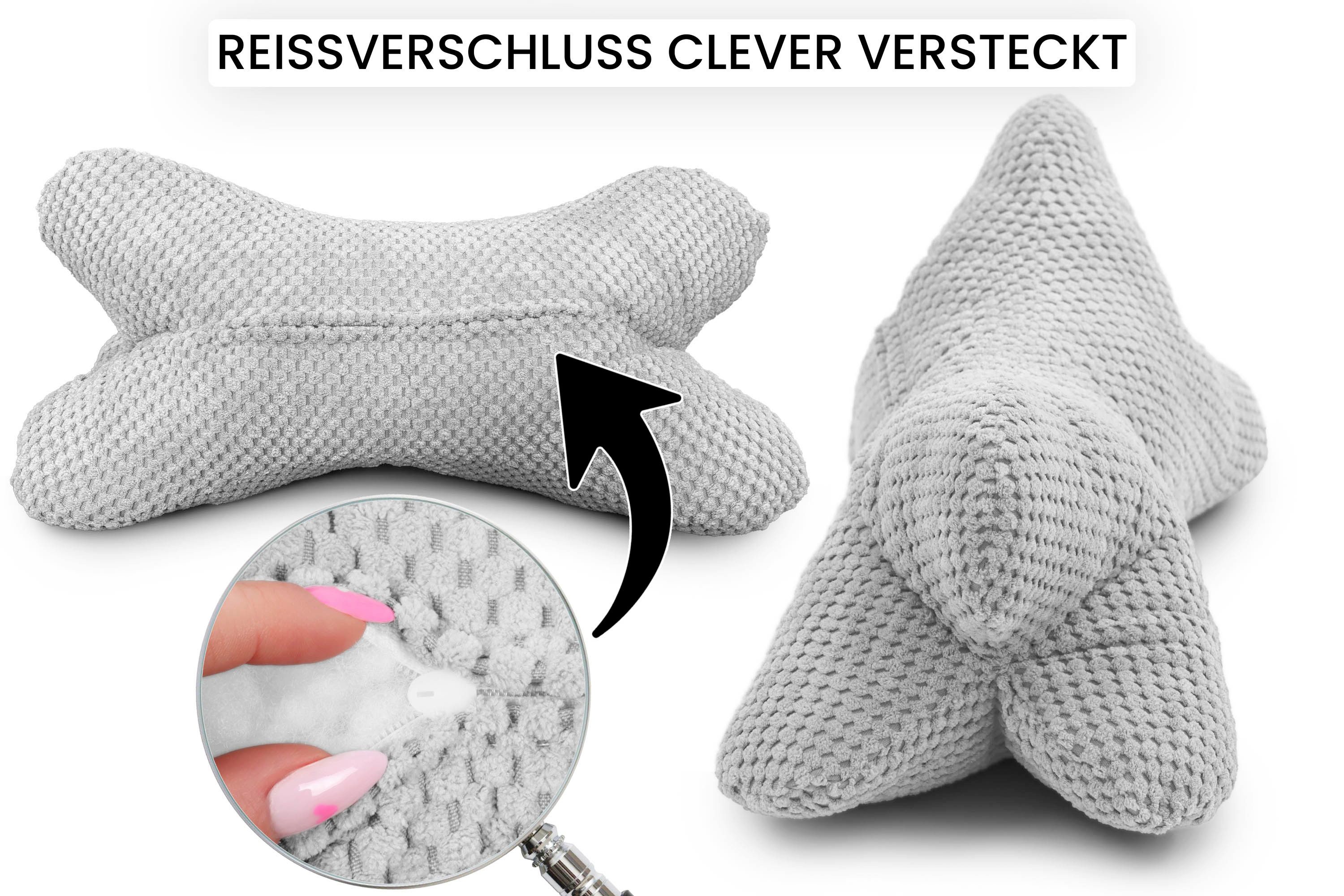Amilian Nackenkissen Leseknochen 44x22 cm für Erwachsene - Lesekissen Knochenkissen Sofa, Leseknochen für Erwachsene, mit Bezug, weich, abnehmbarer Bezug, formstabil