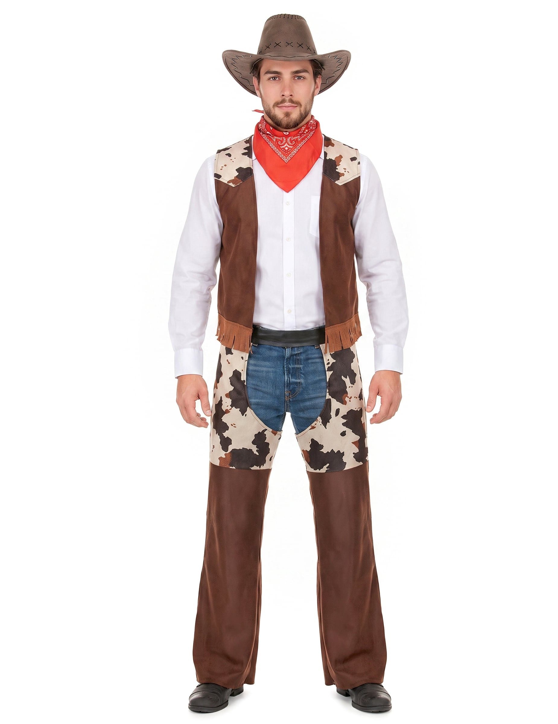JADEO Kostüm Cowboy-Herrenkostüm Wilder Westen braun-beige