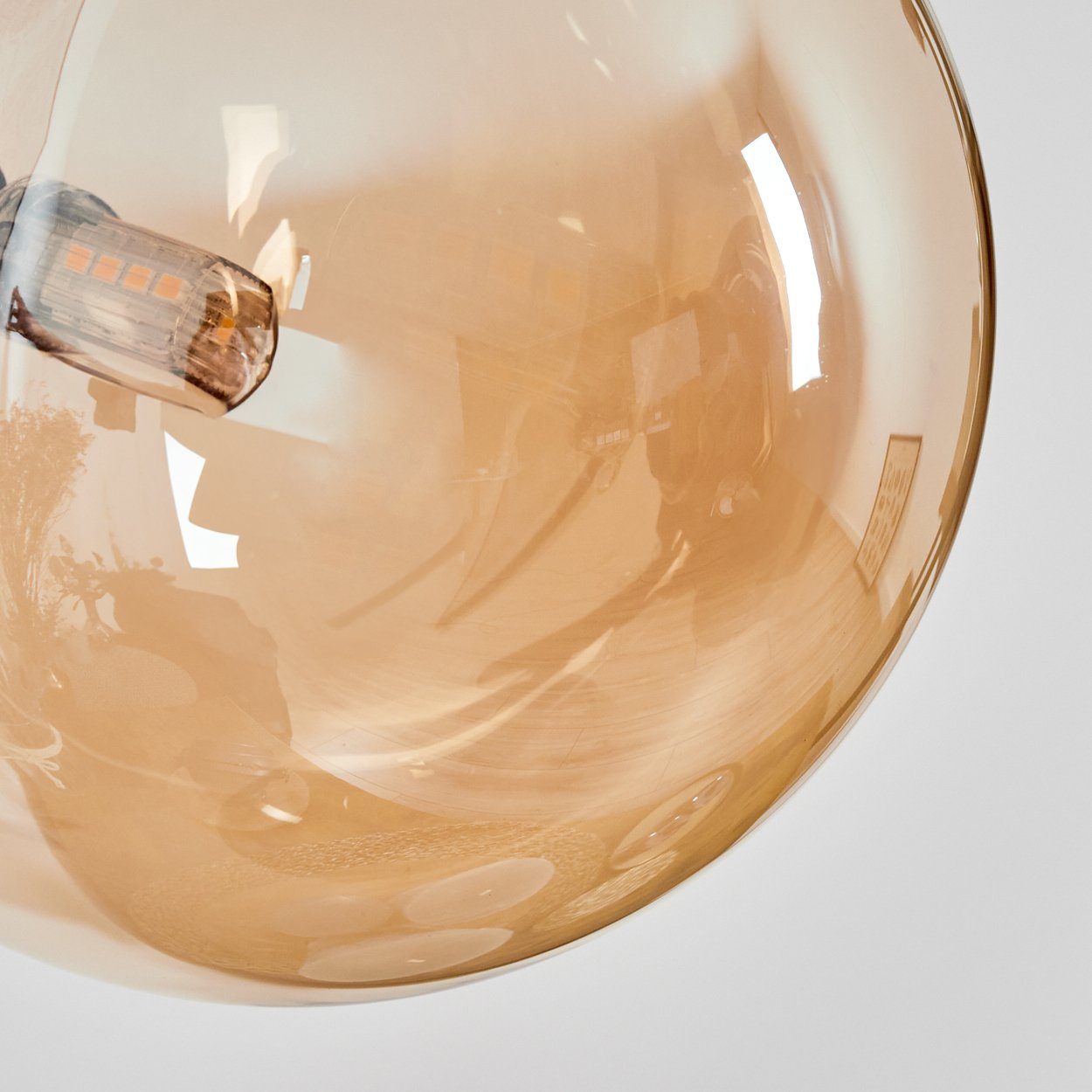 hofstein Wandleuchte Wandlampe aus Metall/Glas in Schwarz/Rauchfarben/Bernstein, ohne Leuchtmittel, Leuchte, Glasschirm, An/-Auschalter, 3xG9, ohne Leuchtmittel
