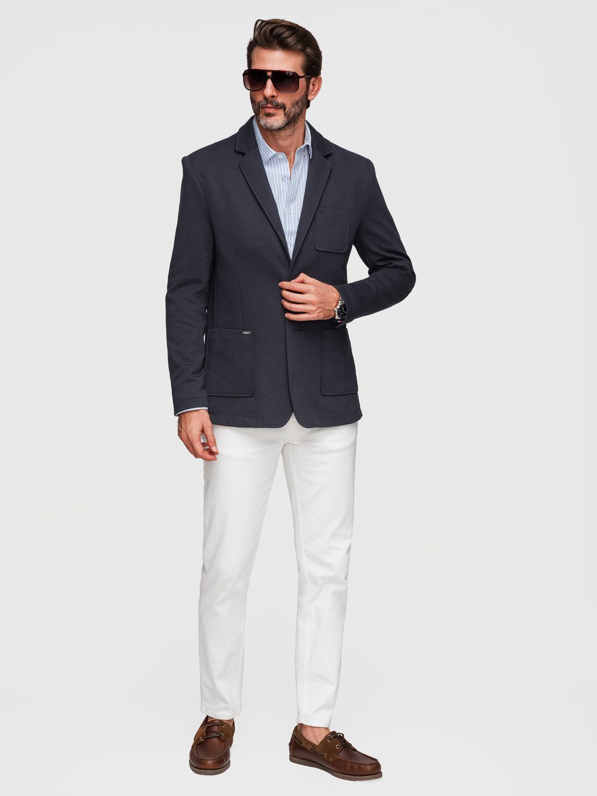 OMBRE Anzugsakko Herren Sakko Slim Fit Casual Navy XL (kein Set, 1-tlg) Slim-Fit-Schnitt