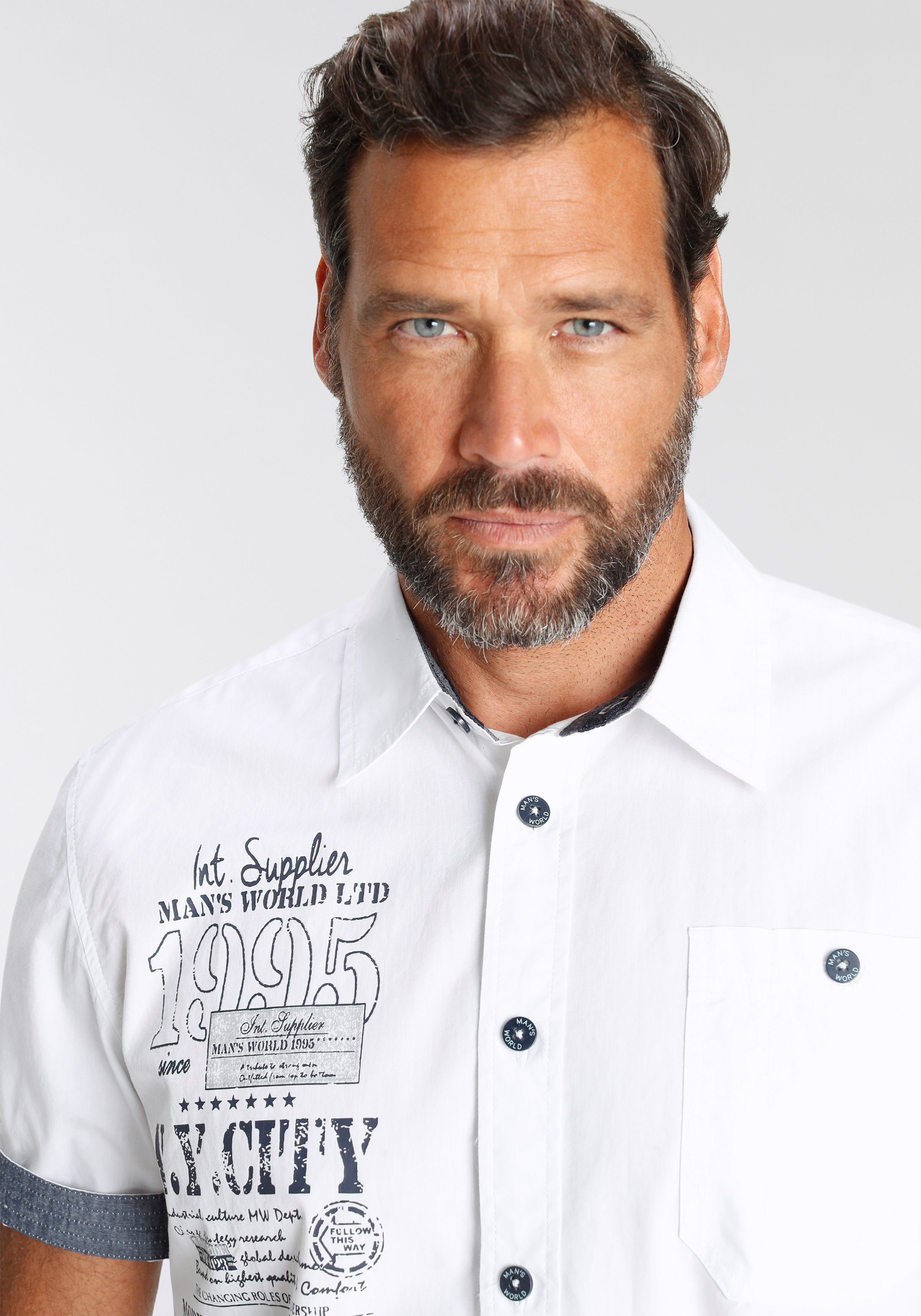 Man's World Kurzarmhemd mit Print günstig online kaufen