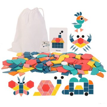 SOTOR Lernspielzeug 180-teiliges Holzpuzzle zur Förderung des frühen geometrischen Denkens (Hölzerne Puzzlespiele Baby Montessori Lernspielzeug Kinder Geometrische Form Board 3D Puzzles für Kinder Geschenke, 180-St)