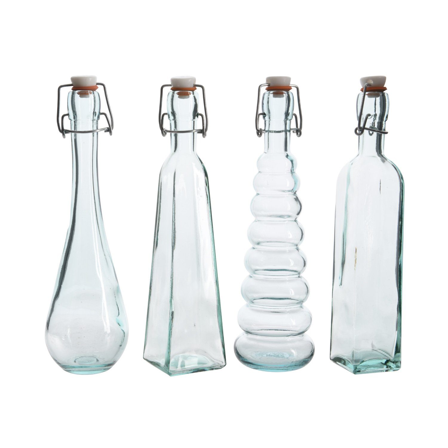 MARELIDA Trinkflasche Glasflasche Recyclingglas mit 380ml Vorratsflasche Bügelverschluss