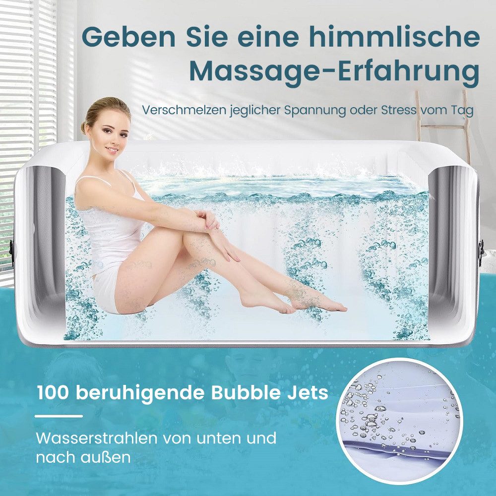 Meulbaty Whirlpool Aufblasbarer Whirlpool für 2 Personen mit Massagedüsen, (1-tlg), für den Außenbereich, 190 x 120 x 66 cm