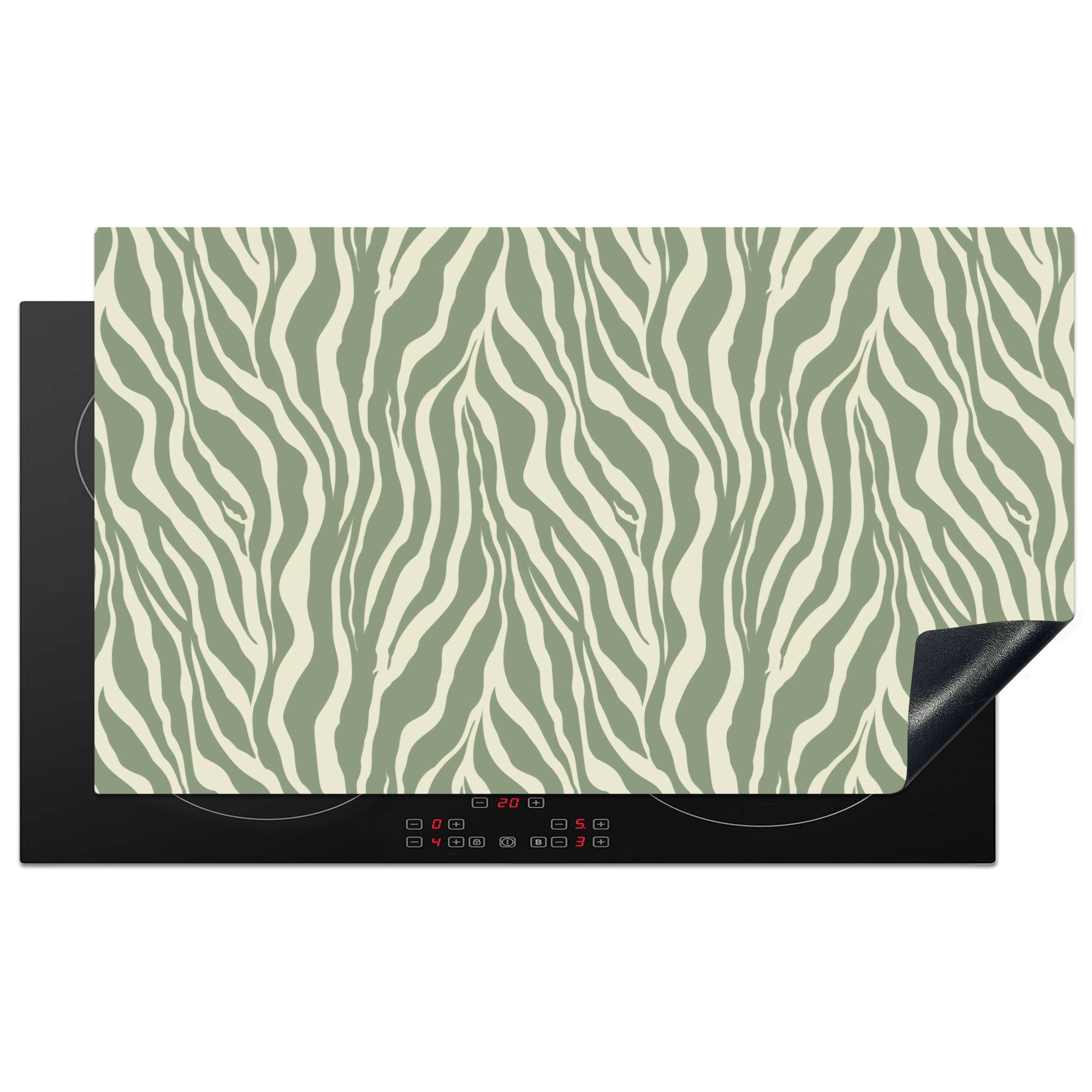 MuchoWow Herd-Abdeckplatte Zebra - Motiv - Grün, Vinyl, (1 tlg), Herdabdeckplatten für Ceranfeld, Induktionsschutz, 90x52 cm
