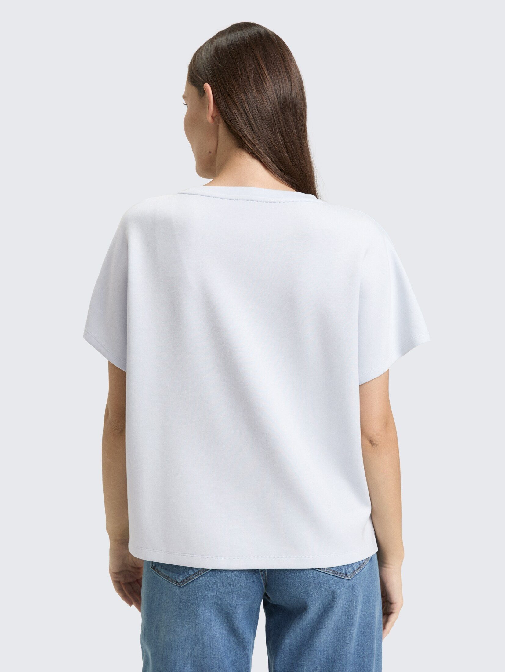 TOM TAILOR T-Shirt T-Shirt Loose Fit Scuba T-Shirt mit Brusttasche