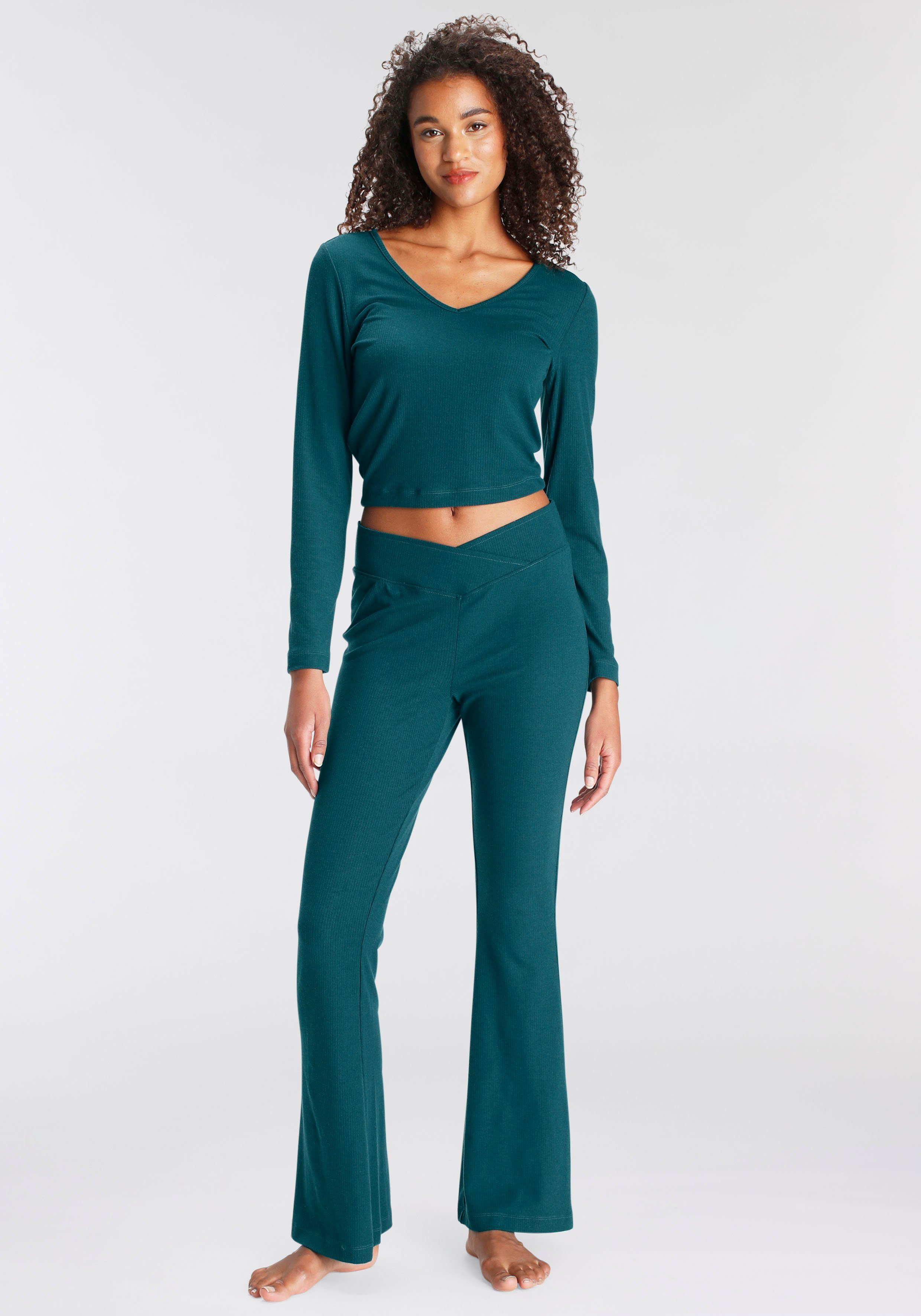 LASCANA Pyjama (Set, 2 tlg) aus schönem Ripp-Material günstig online kaufen