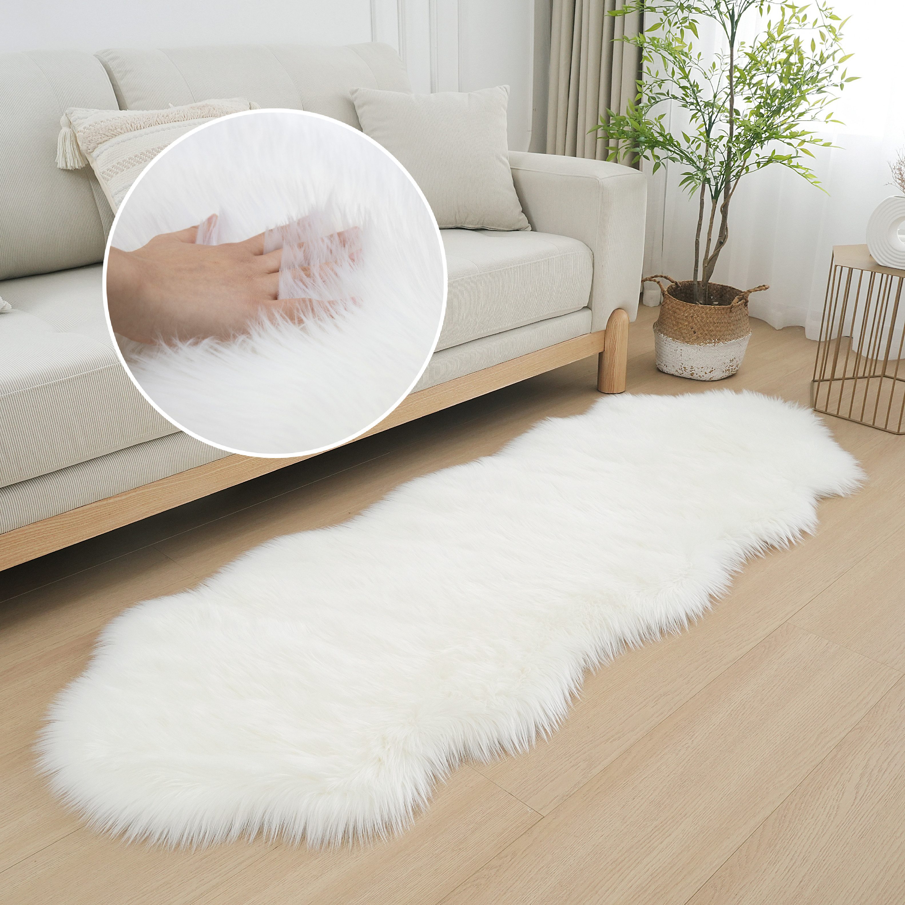 my home Fellteppich Dena Teppiche, Fellform, waschbar, fellförmig, Höhe: 60 günstig online kaufen