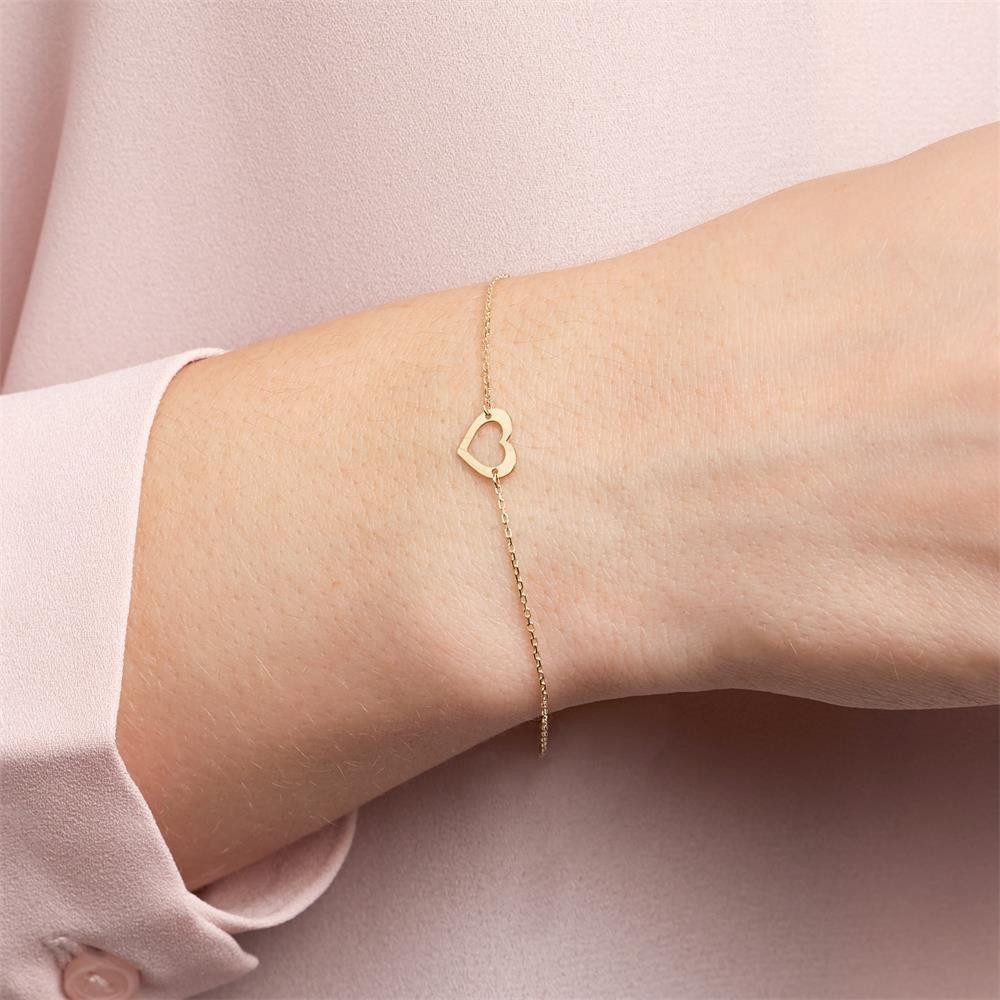Unique Goldarmband mit filigranem Herz Element aus 375er Gelbgold GB0027