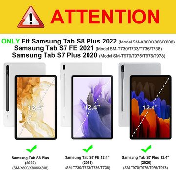 Fintie Tablet-Hülle Hülle für Samsung Galaxy Tab S8 Plus 2022/S7 FE 2021/S7 Plus 2020 12.4 Zoll, Multi-Winkel Folio Schutzhülle mit S Pen Halter Dokumentschlitze und Auto Schlaf/Wach Funktion