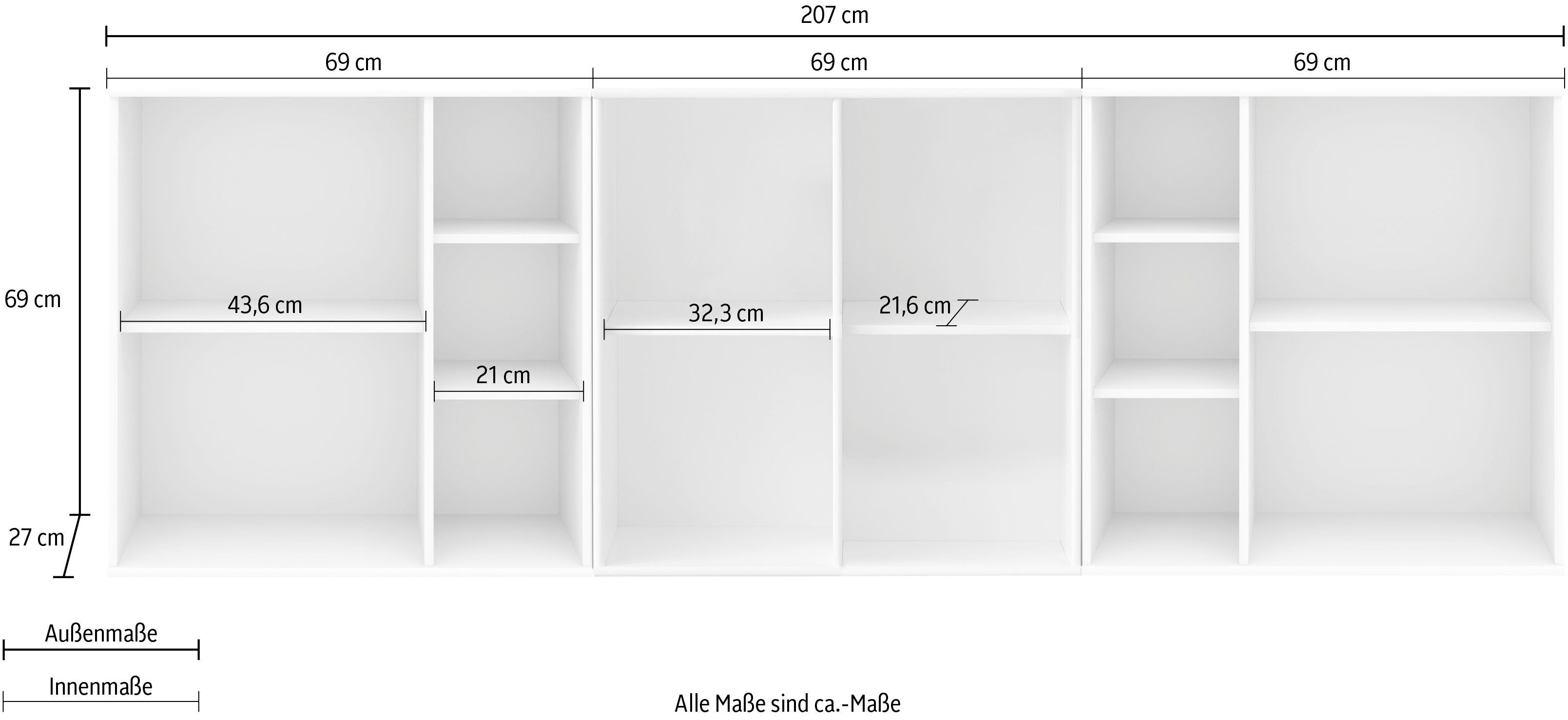 207cm 3 Hammel Mistral Furniture Breite aus Kubus, Kombination Modulen, Bücherregal
