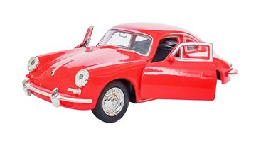 Welly Modellauto PORSCHE 356B Modellauto 12cm aus Metall Modell Auto 75 (Rot), Spielzeugauto mit Rückzug Spielzeug Kinder Geschenk