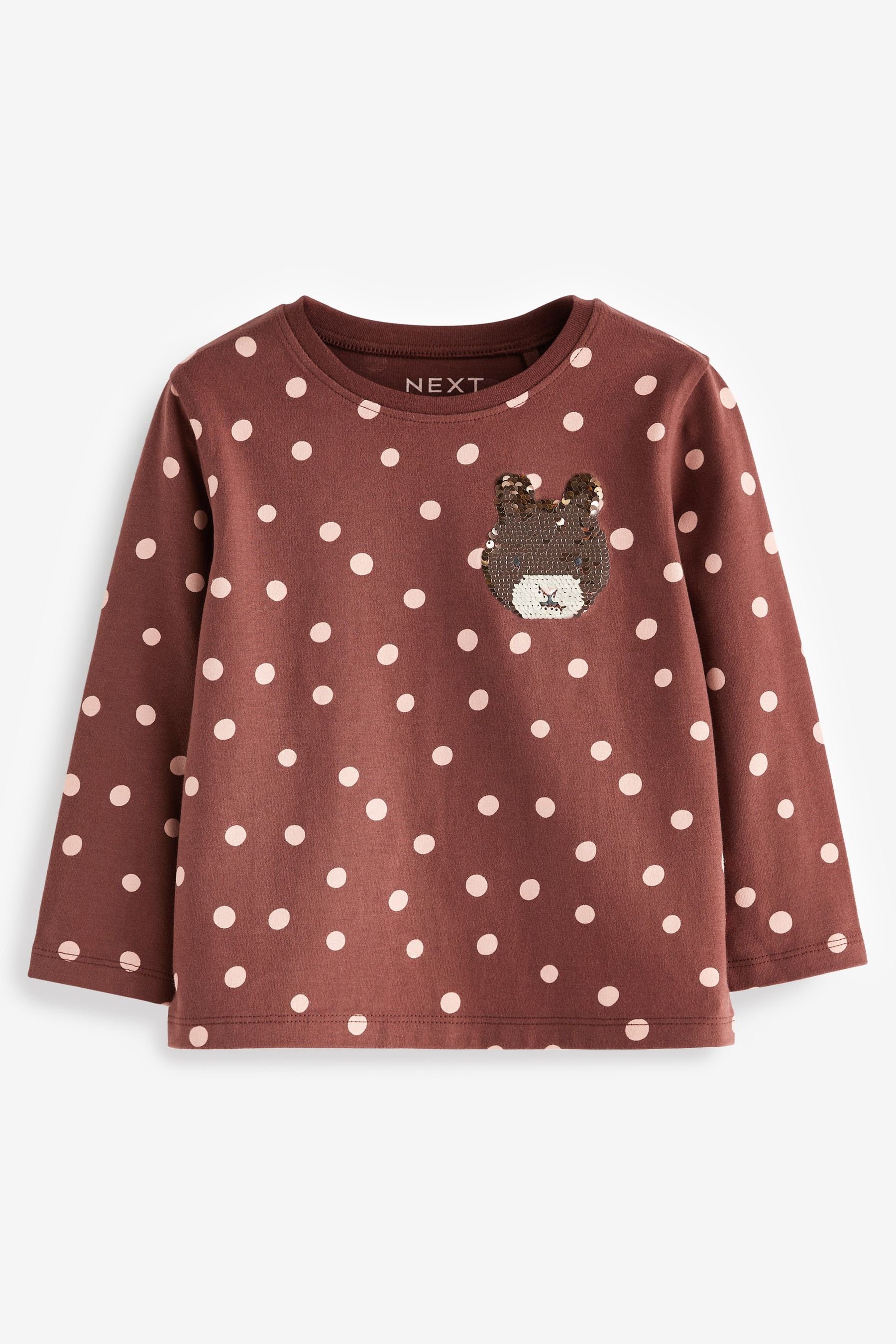 Next Langarmshirt Langarmshirt mit Pailletten (1-tlg) Brown Bunny