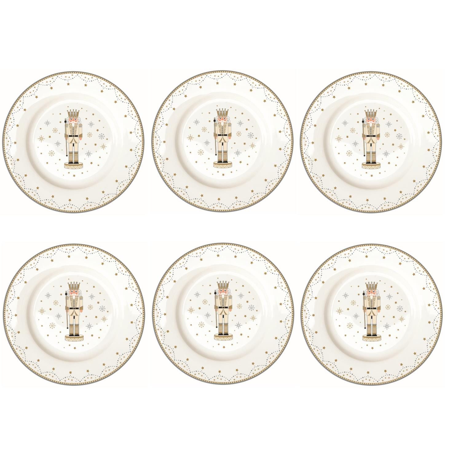 EasyLife Kuchenteller Royal Nutcracker, Handwäsche empfohlen, Weiß, Motiv: Nussknacker