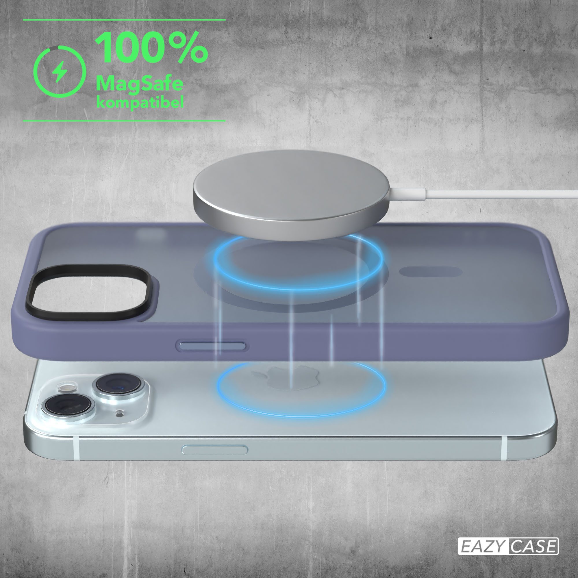 EAZY CASE Handyhülle Outdoor Case MagSafe Matt für Apple iPhone 15 6,1 Zoll, Backcover magnetisch Schutzhülle mit Kameraschutz mit MagSafe Hellblau