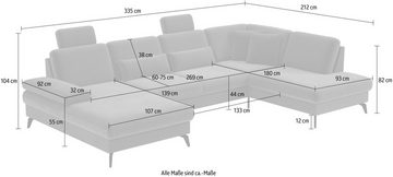 sit&more Wohnlandschaft Morris U-Form inkl. Sitztiefenverstellung, wahlweise mit Bettfunktion, Bettkasten und Armteilverstellung