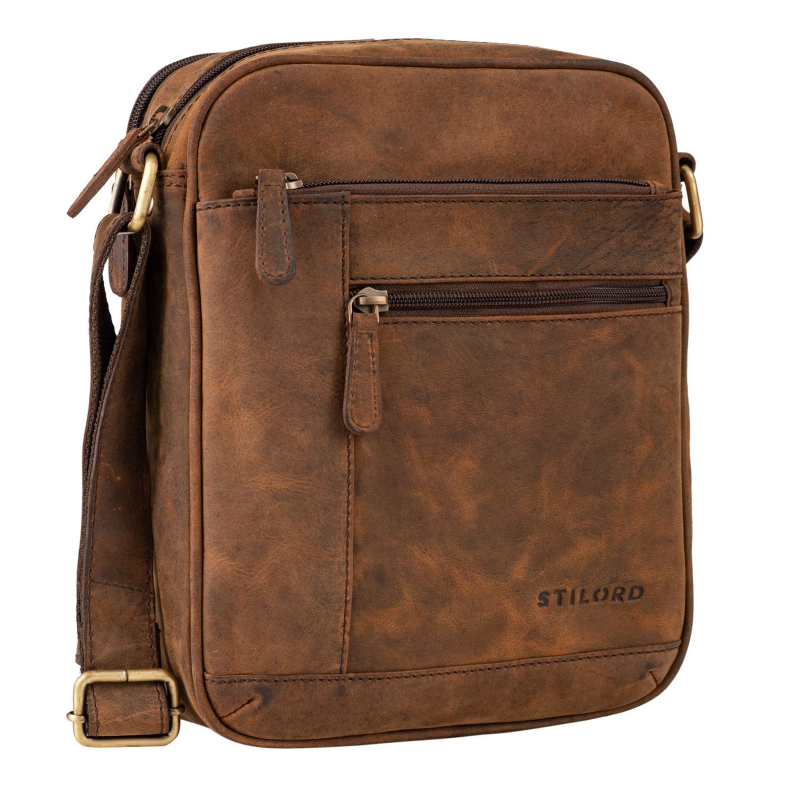 "Diego" - Herrentasche braun Bag STILORD Vintage klein colorado Messenger Leder