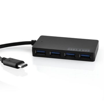 Cadorabo USB 3.0 USB-Adapter, 4-Port USB 3.0 Multischnittstelle USB Hub Plug&Play mit USB-C Stecker