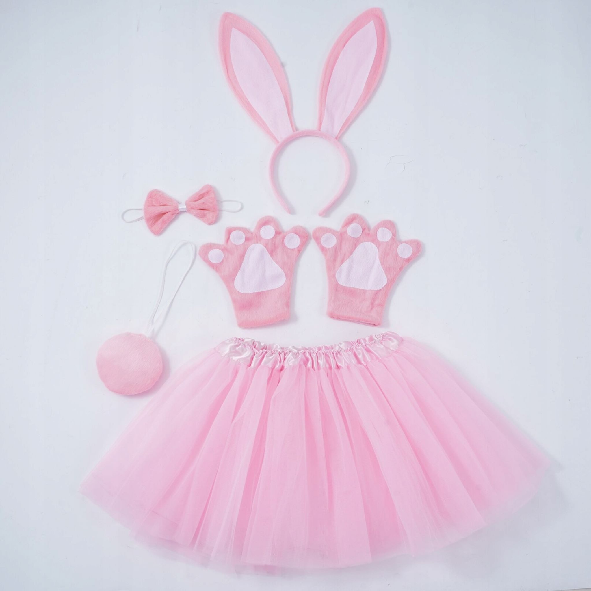 Festivalartikel Kostüm Niedliches Kinderkostüm Hase mit Tutu, Ohren, Handschuhen und Schwanz