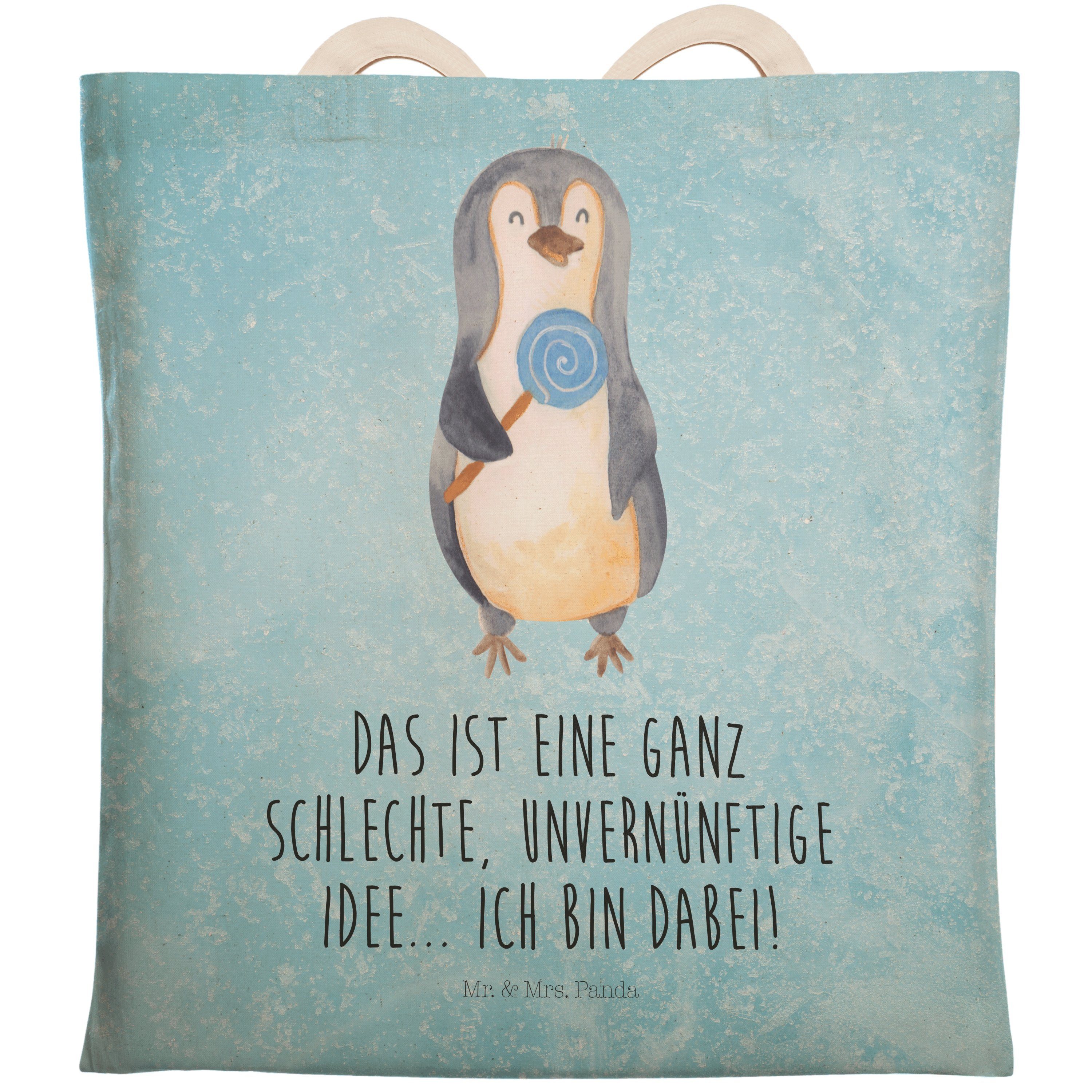 Mr. & Mrs. Panda Tragetasche Pinguin Lolli - Eisblau - Geschenk, Süßigkeiten, Gauner, Pinguine, Ta (1-tlg)