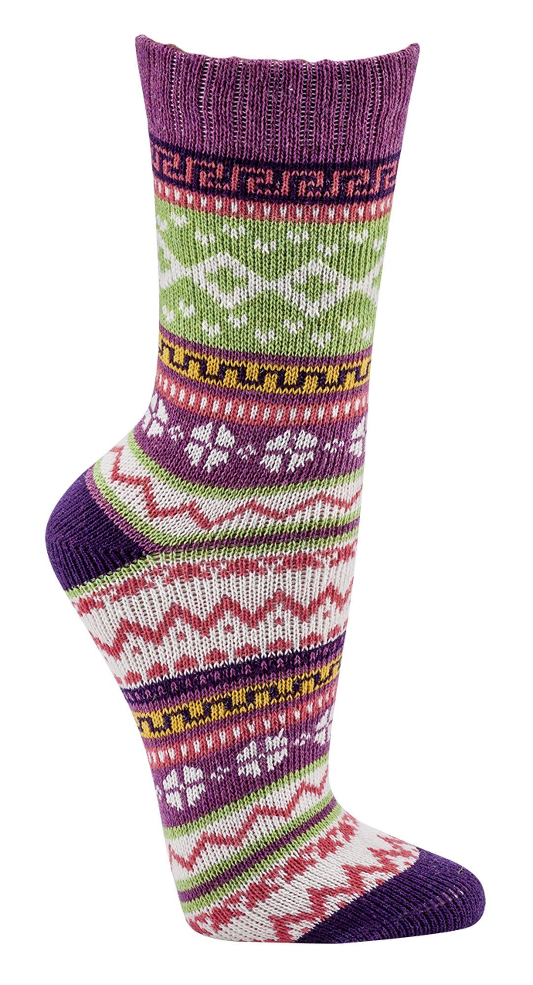 Wowerat Norwegersocken bunte Norweger Socken Baumwolle mit schönem Muster Hygge Damen Mädchen
