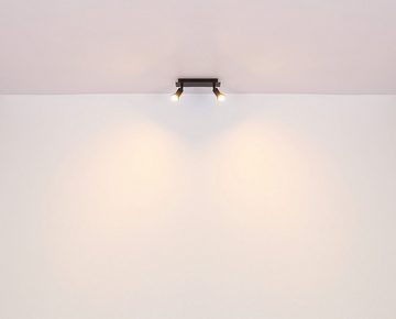 Globo Deckenstrahler DREW, Breite 25 cm, Schwarz, 2-flammig, Metall, ohne Leuchtmittel, Deckenlampe