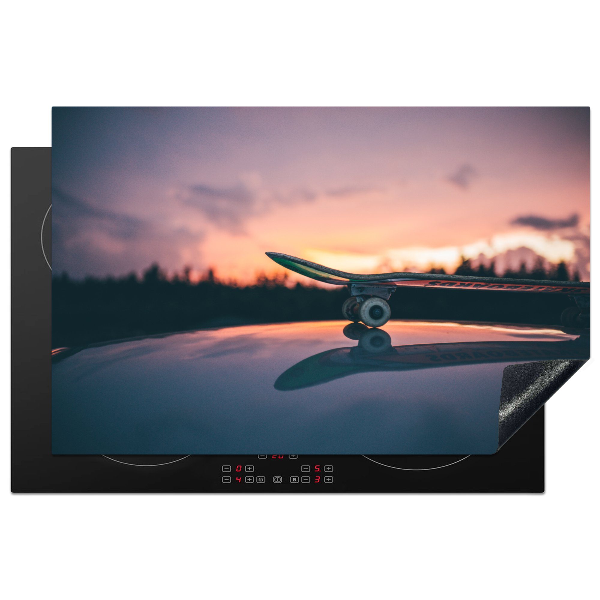 Skateboard Ceranfeldabdeckung Schutz für 81x52 die Schweden Sonne, - MuchoWow Vinyl, - tlg), (1 küche, Induktionskochfeld cm, Herdblende-/Abdeckplatte