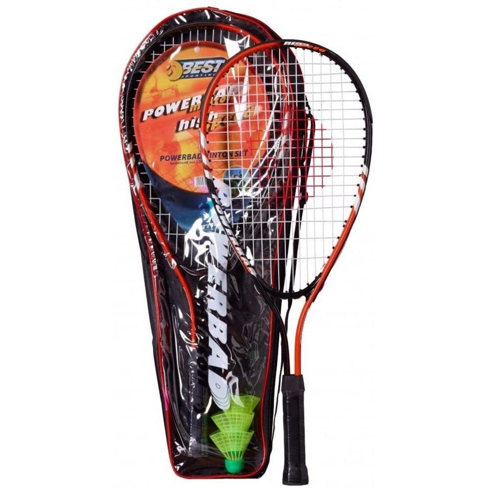 Best Sporting Badmintonschläger Powerbadminton Set, 2 Badmintonschläger, 3 Bälle, inklusive Tragetasche